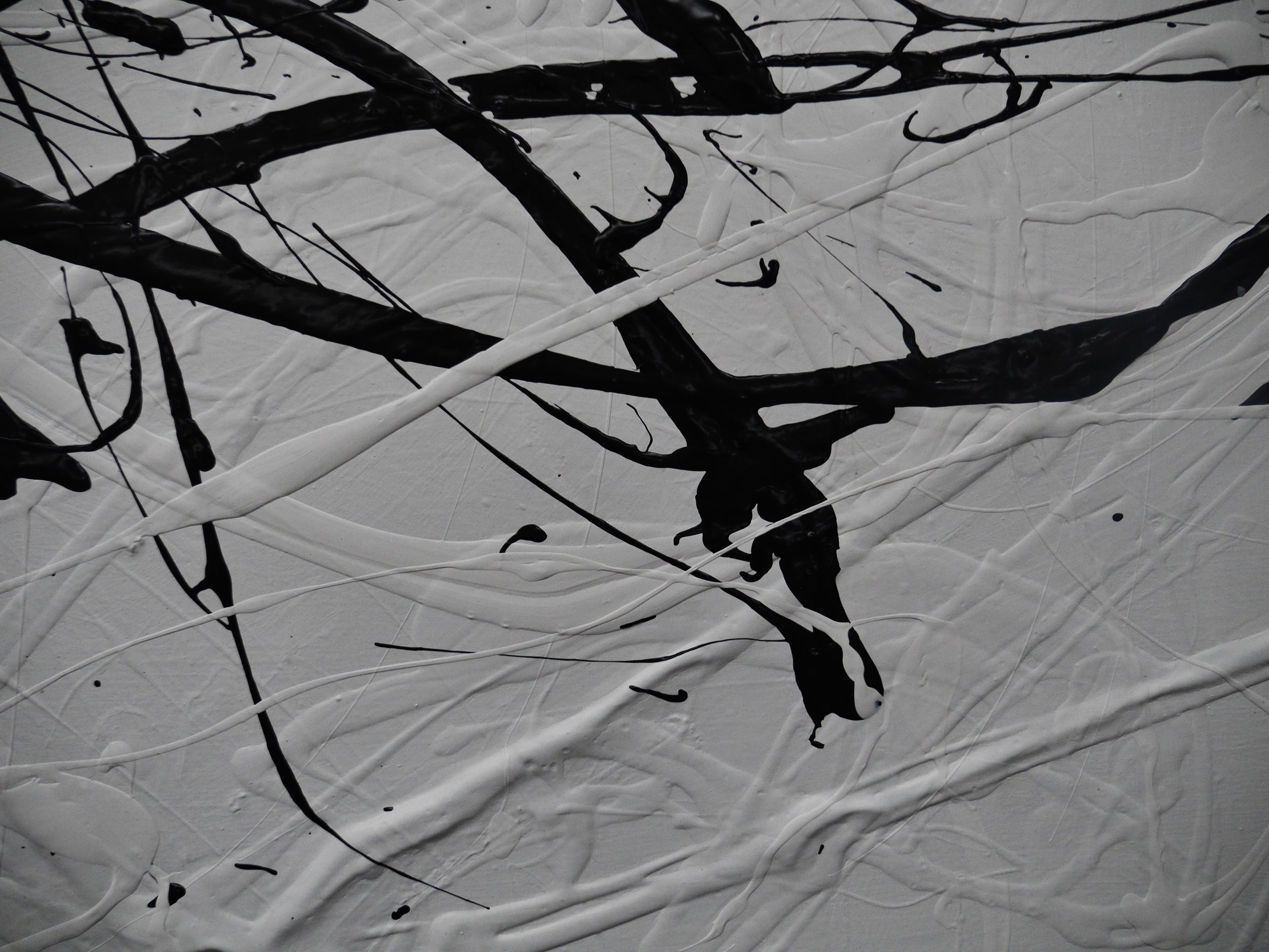 Negative Black 190cm x 100cm Black White Textured Abstract Painting (SOLD)