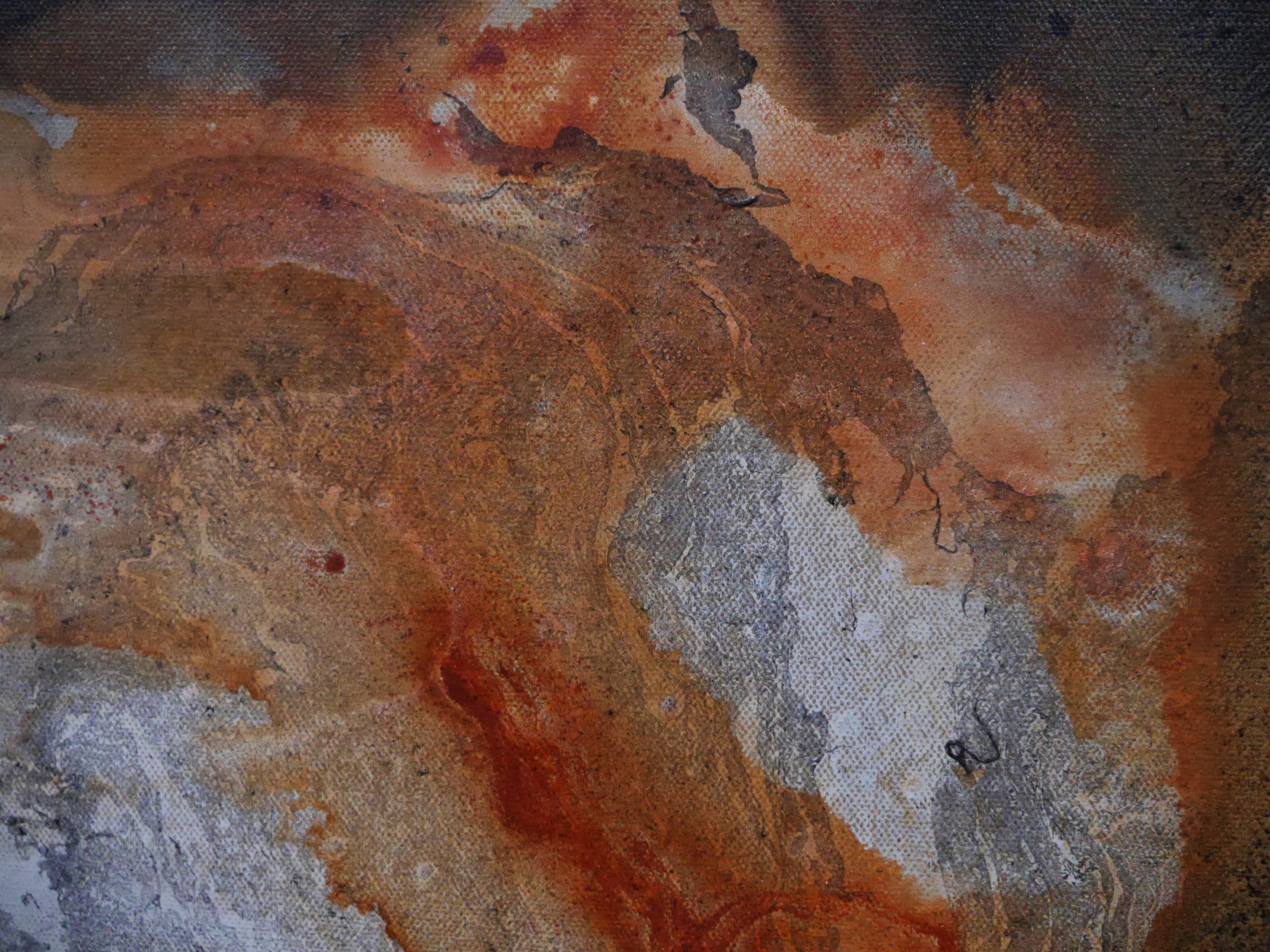 Refined 944 120cm x 150cm Rust Black White Cream and Grey textured Abstract Painting (SOLD)