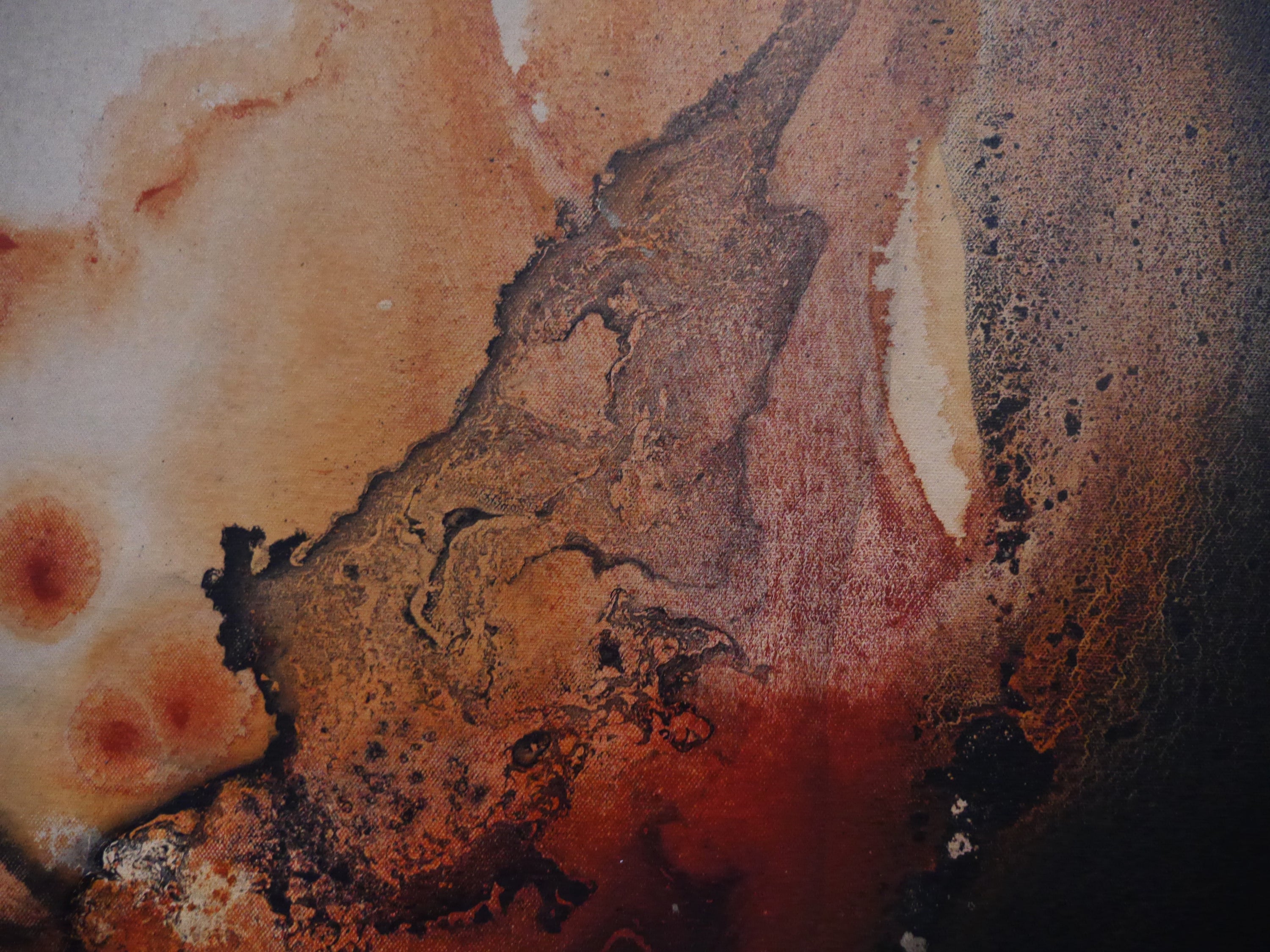 Refined 944 120cm x 150cm Rust Black White Cream and Grey textured Abstract Painting (SOLD)