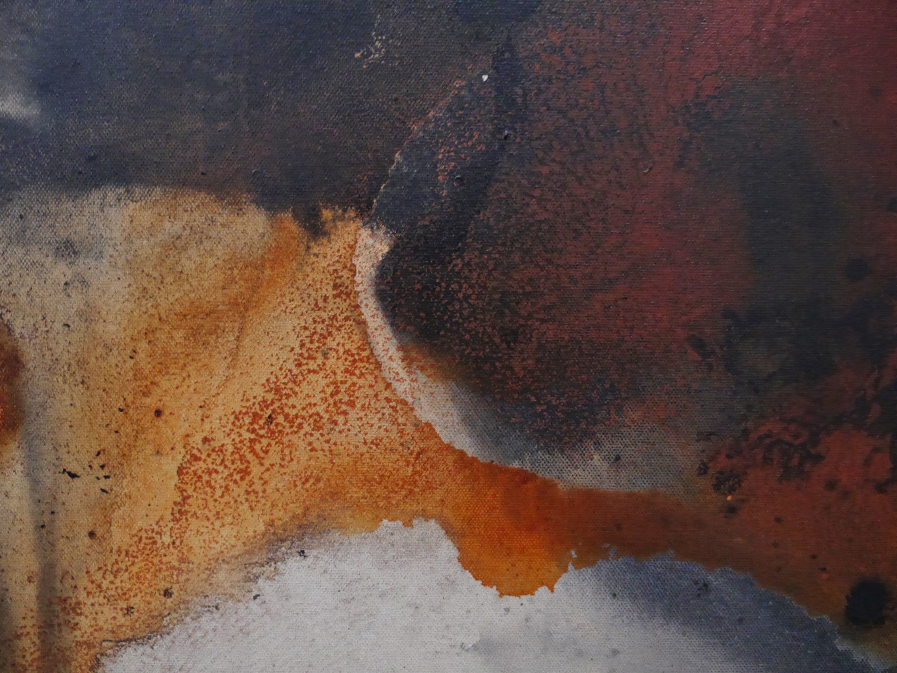 Refined 944 120cm x 150cm Rust Black White Cream and Grey textured Abstract Painting (SOLD)