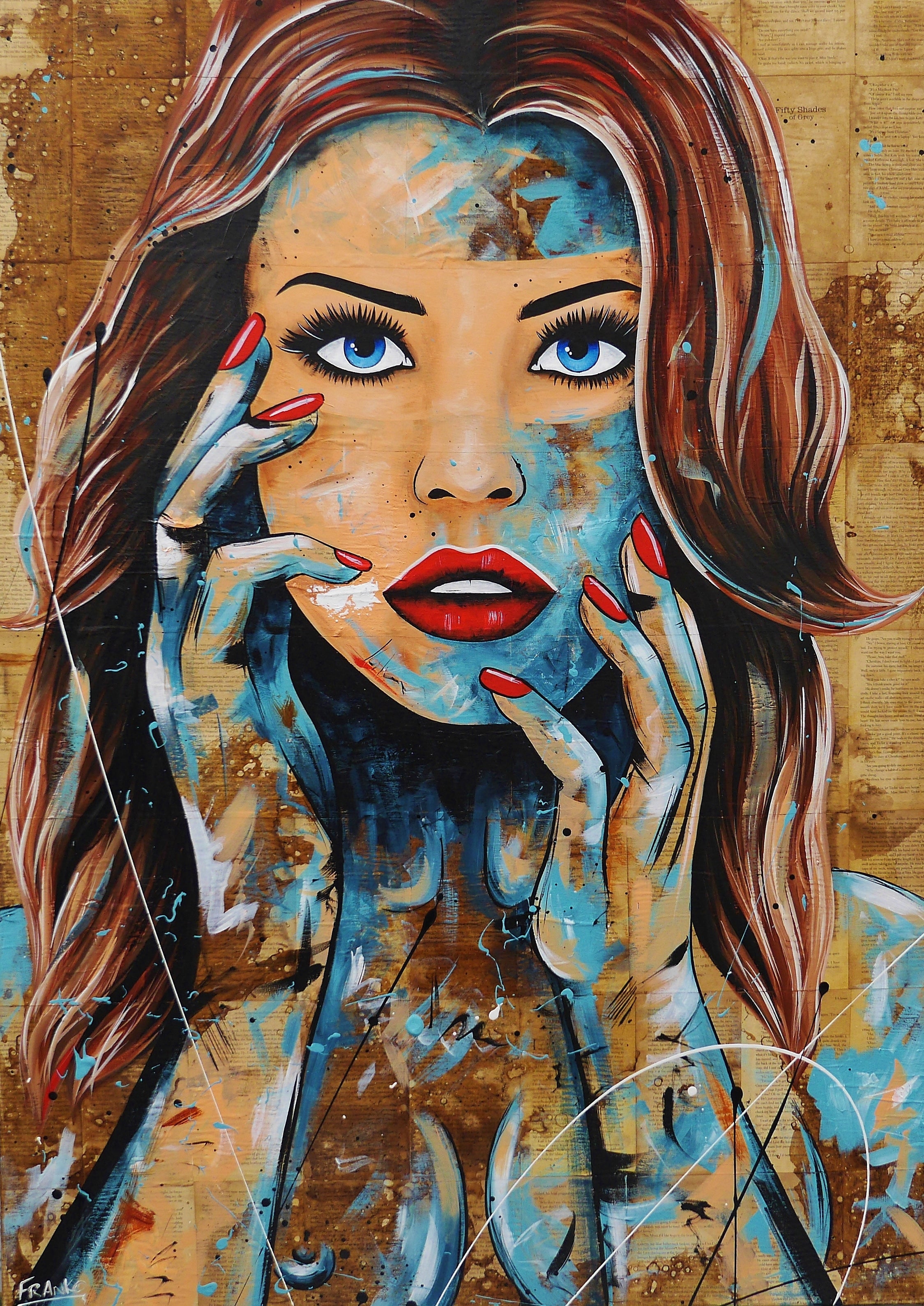 Crave 140cm x 100cm Sexy Woman Abstract Realism Book Club Painting (SOLD)-book club-[Franko_Artist]-[Australian_artist]-[Gold_Coast]-[Brisbane]-[modern]-[contemporary]-[original]-[Large_artwork]-Franklin Art Studio