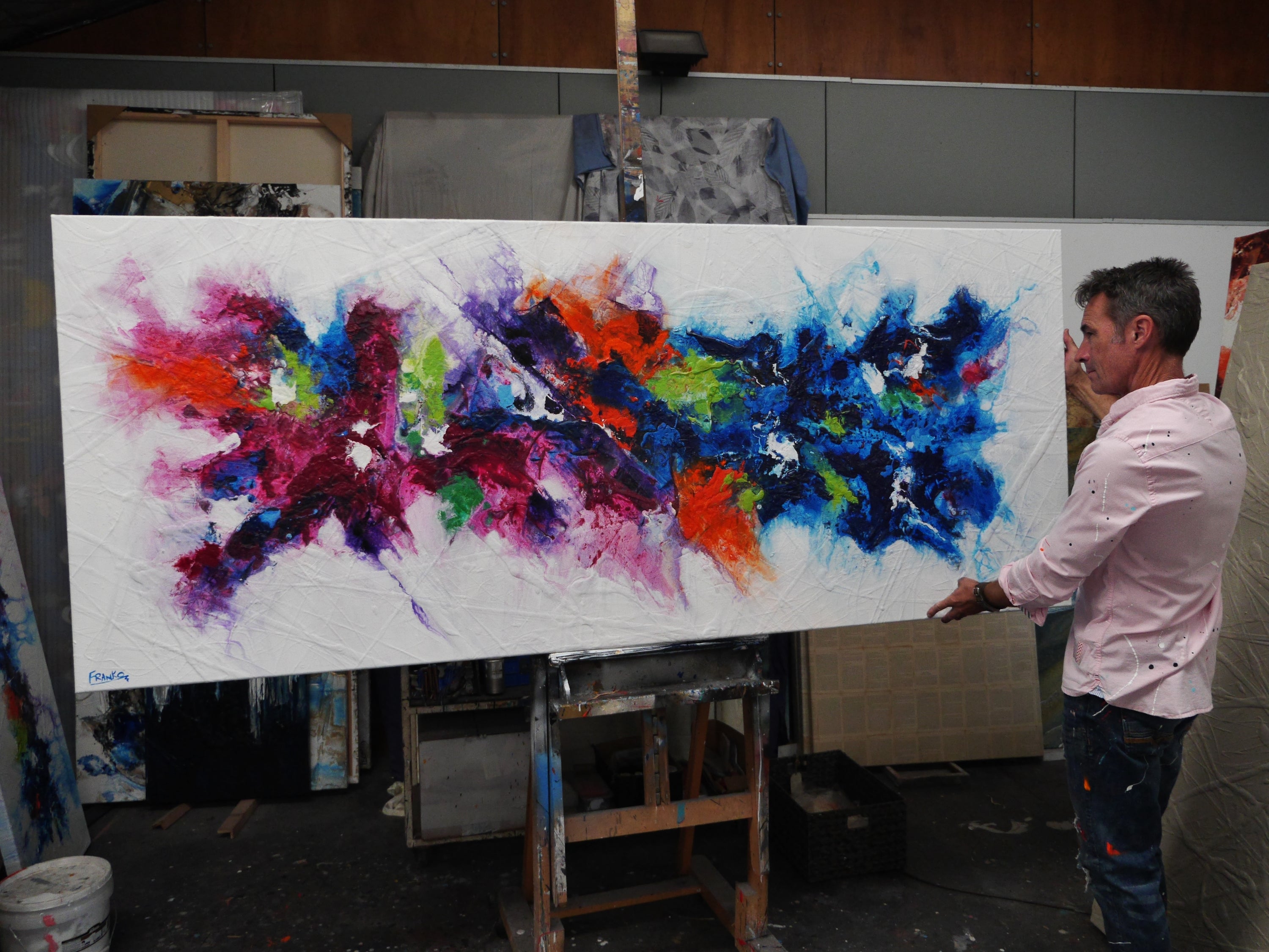 Organic Bouquet 240cm x 100cm Colourful Textured Abstract Painting (SOLD)-Abstract-[Franko_Artist]-[The_Block]-[Dream_Homes]-[ideas]- [Grand_Designs]-Franklin Art Studio