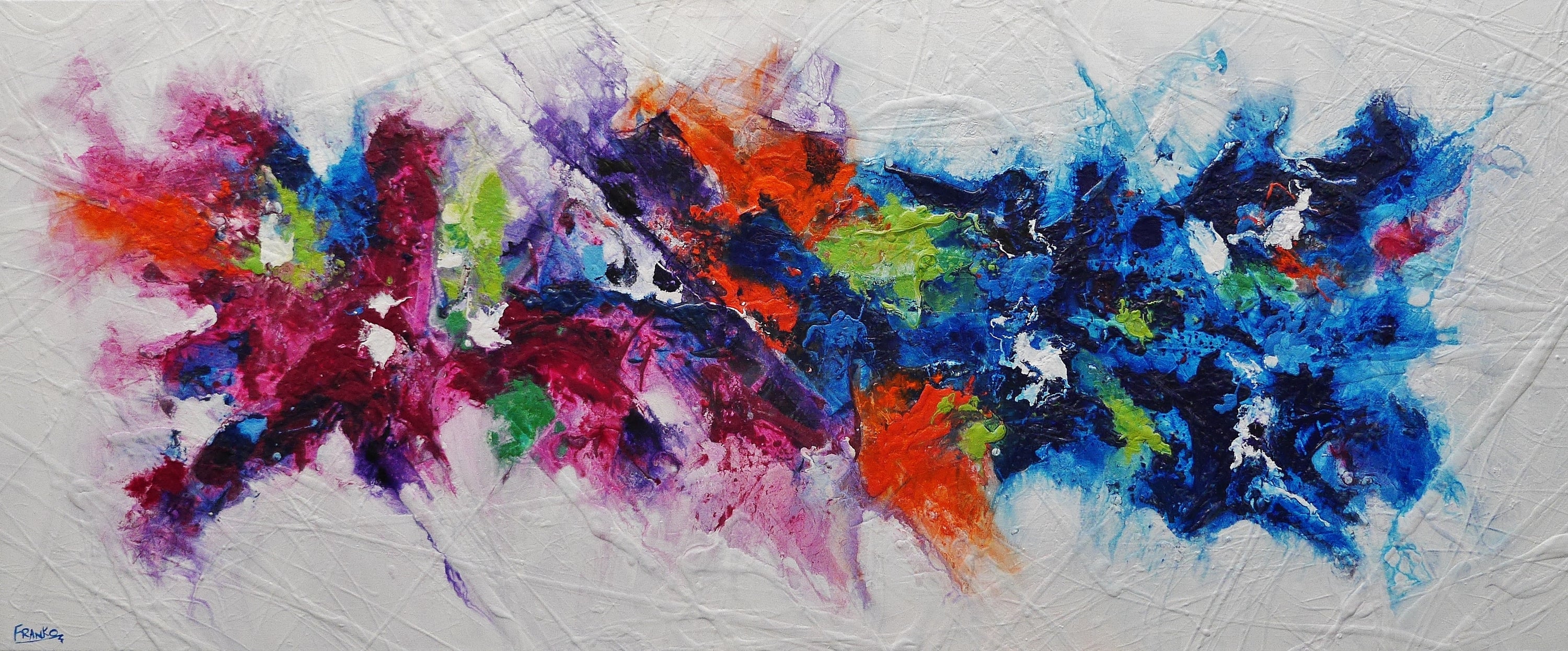 Organic Bouquet 240cm x 100cm Colourful Textured Abstract Painting (SOLD)-Abstract-[Franko_Artist]-[Australian_artist]-[Gold_Coast]-[Brisbane]-[modern]-[contemporary]-[original]-[Large_artwork]-Franklin Art Studio