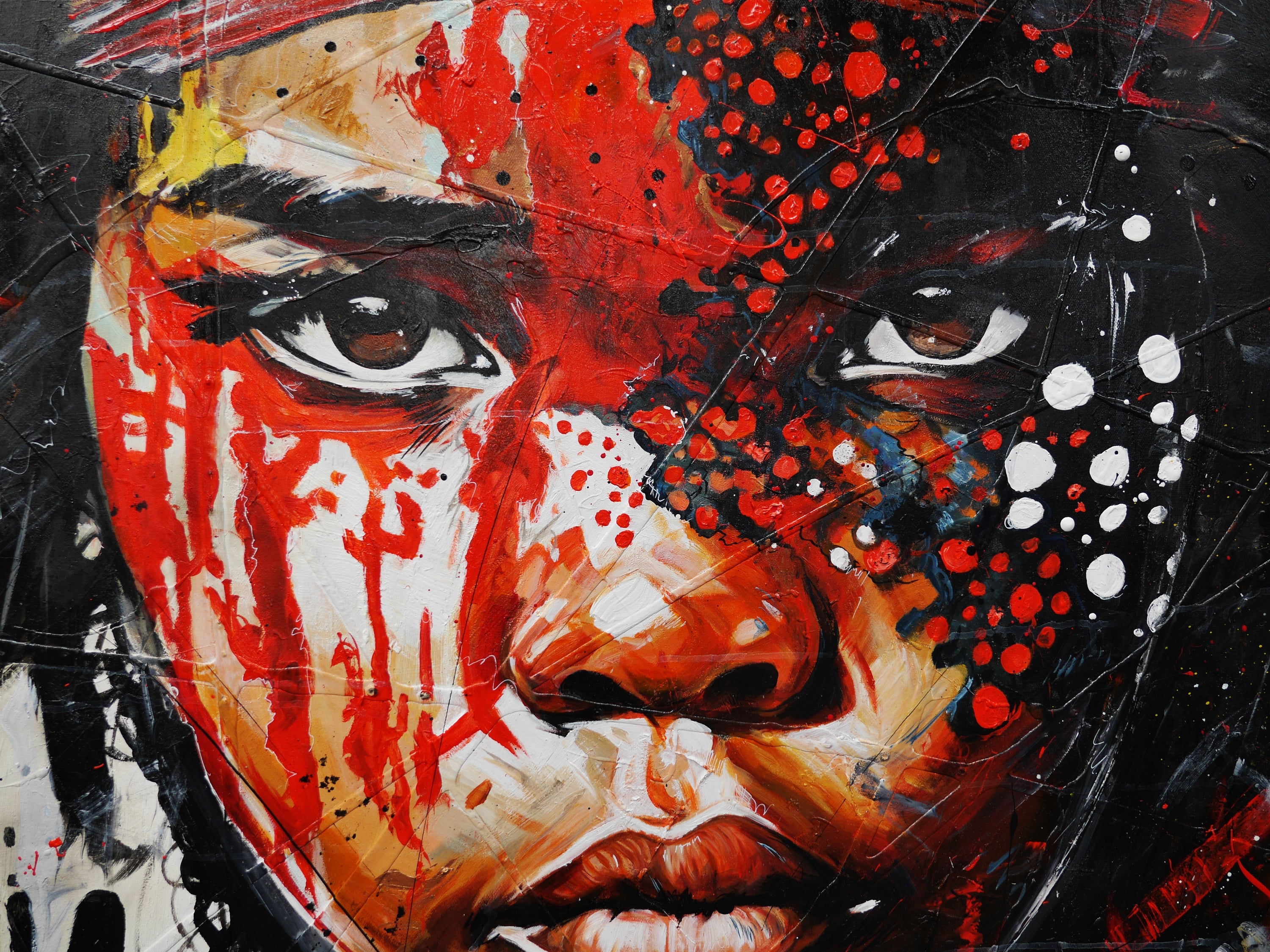 Tribal 190cm x 100cm Brave and Beautiful Abstract Framed Textured Painting (SOLD)