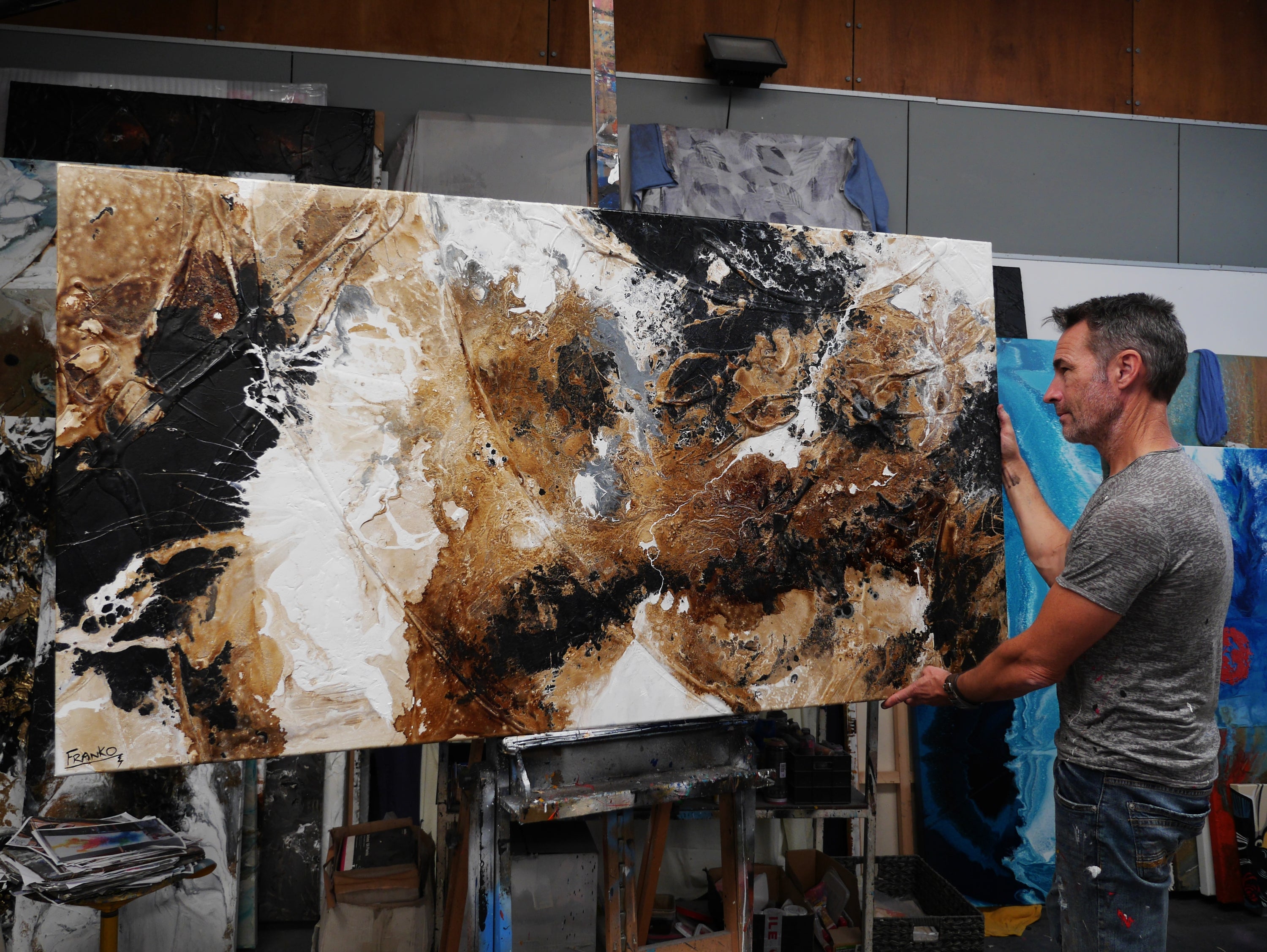 Rusted Atmosphere 190cm x 100cm Textured Abstract Painting (SOLD)-Abstract-[Franko_Artist]-[The_Block]-[Dream_Homes]-[ideas]- [Grand_Designs]-Franklin Art Studio