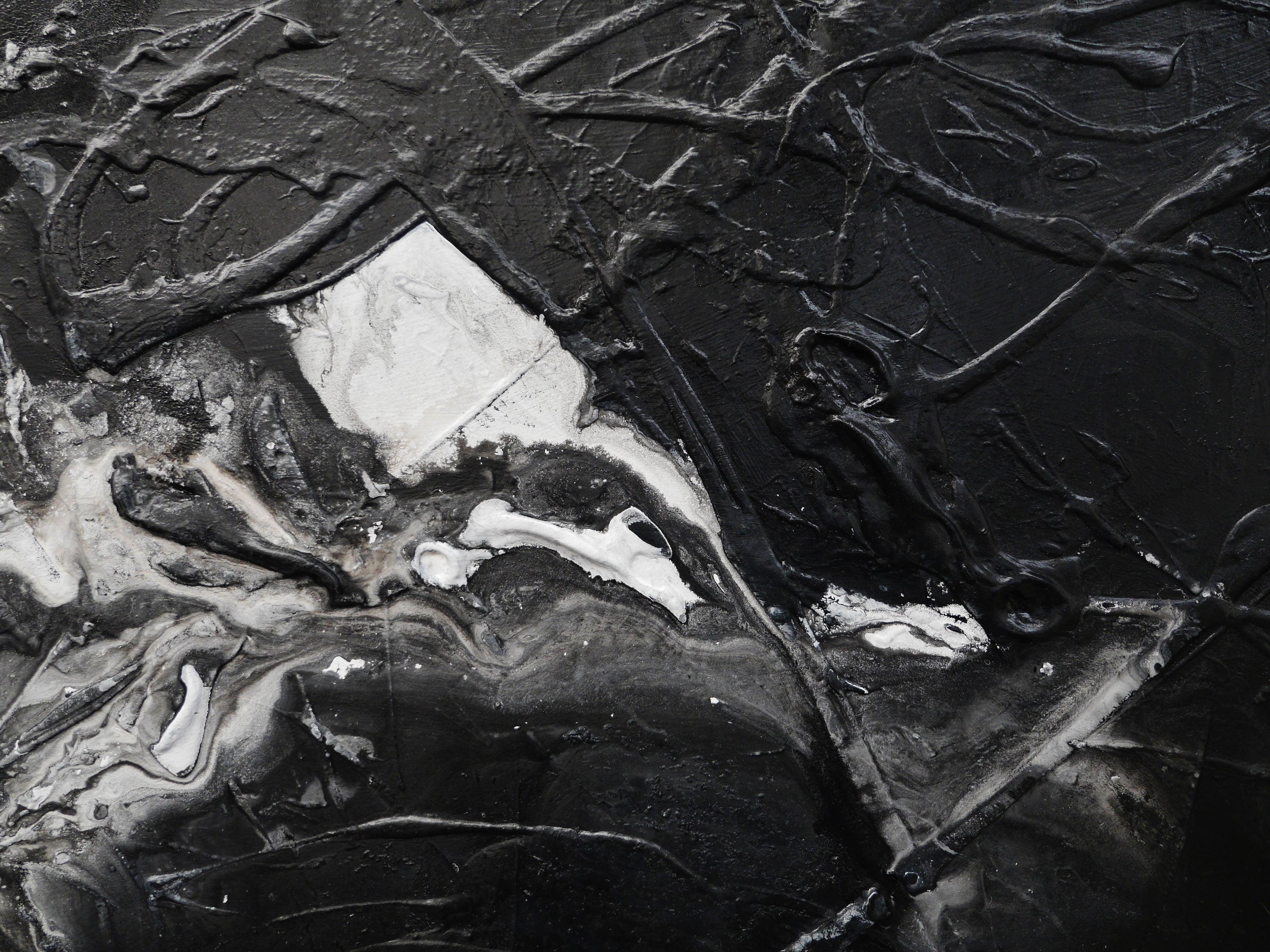Wherever you go 190cm x 100cm Black White Textured Abstract Painting (SOLD)