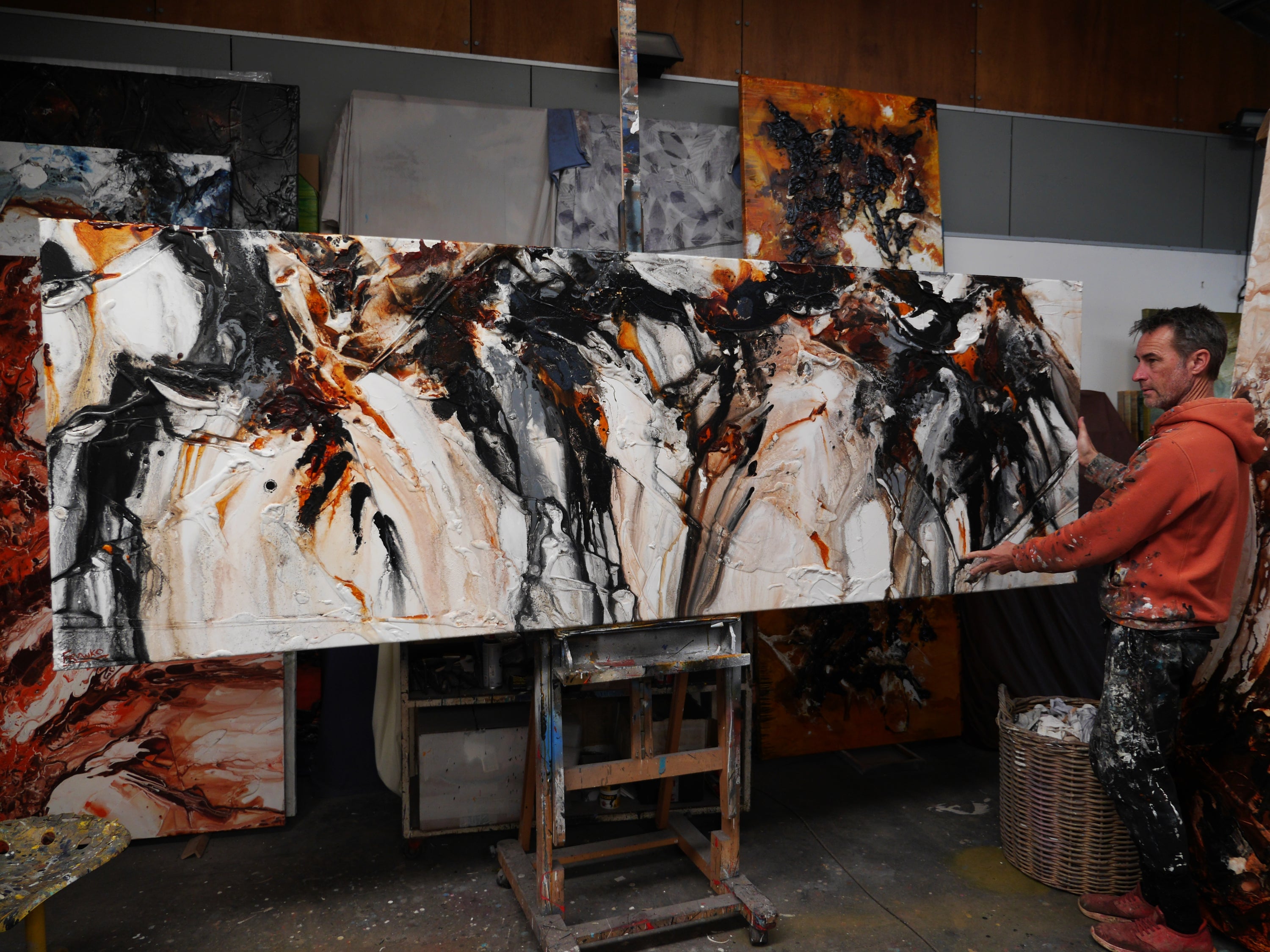 Rusted Divergence 295cm x 100cm Textured Abstract Painting (SOLD)-Abstract-[Franko_Artist]-[The_Block]-[Dream_Homes]-[ideas]- [Grand_Designs]-Franklin Art Studio