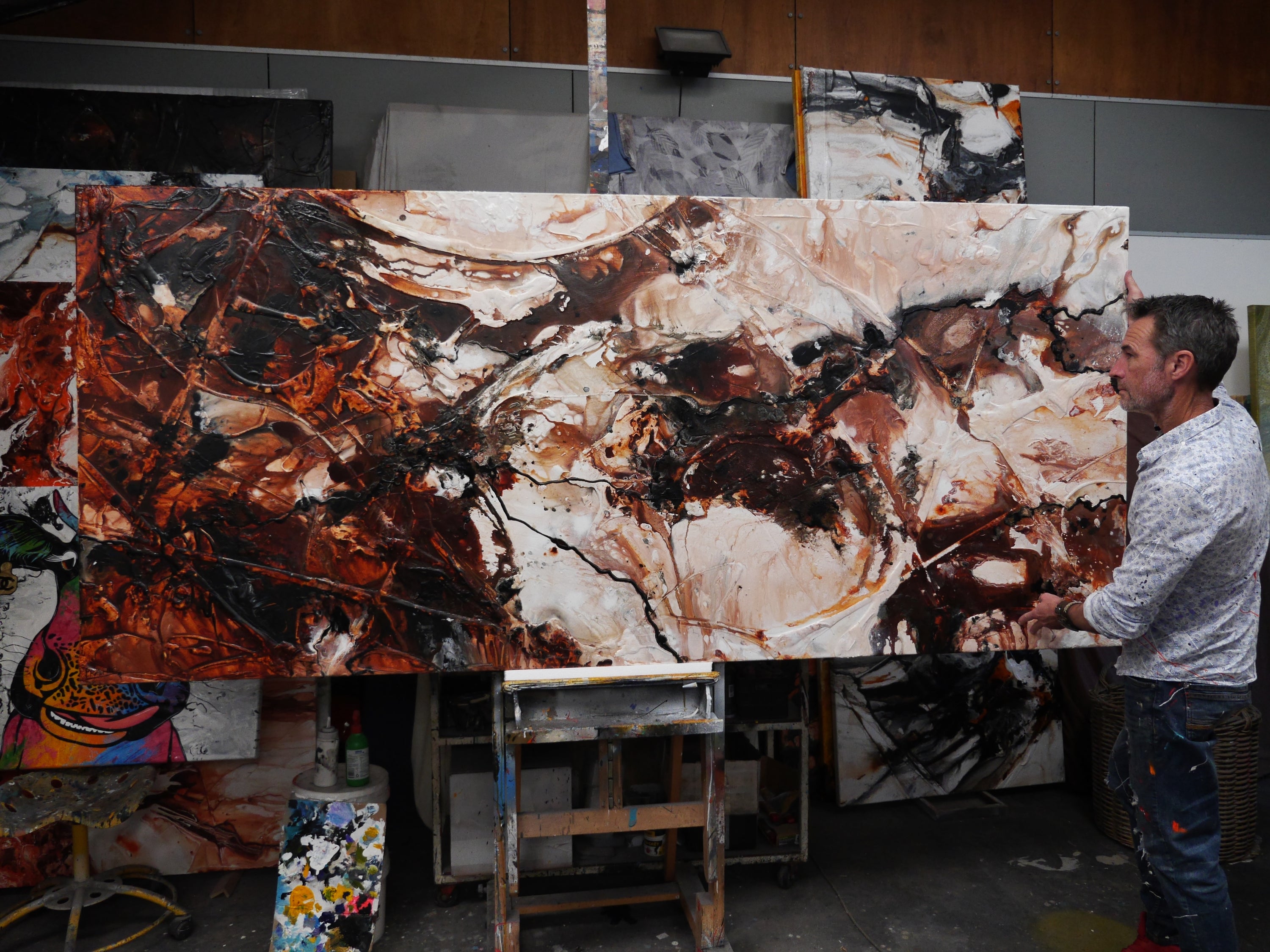 Still Lingering 270cm x 120cm Textured Abstract Painting (SOLD)-Abstract-[Franko_Artist]-[The_Block]-[Dream_Homes]-[ideas]- [Grand_Designs]-Franklin Art Studio