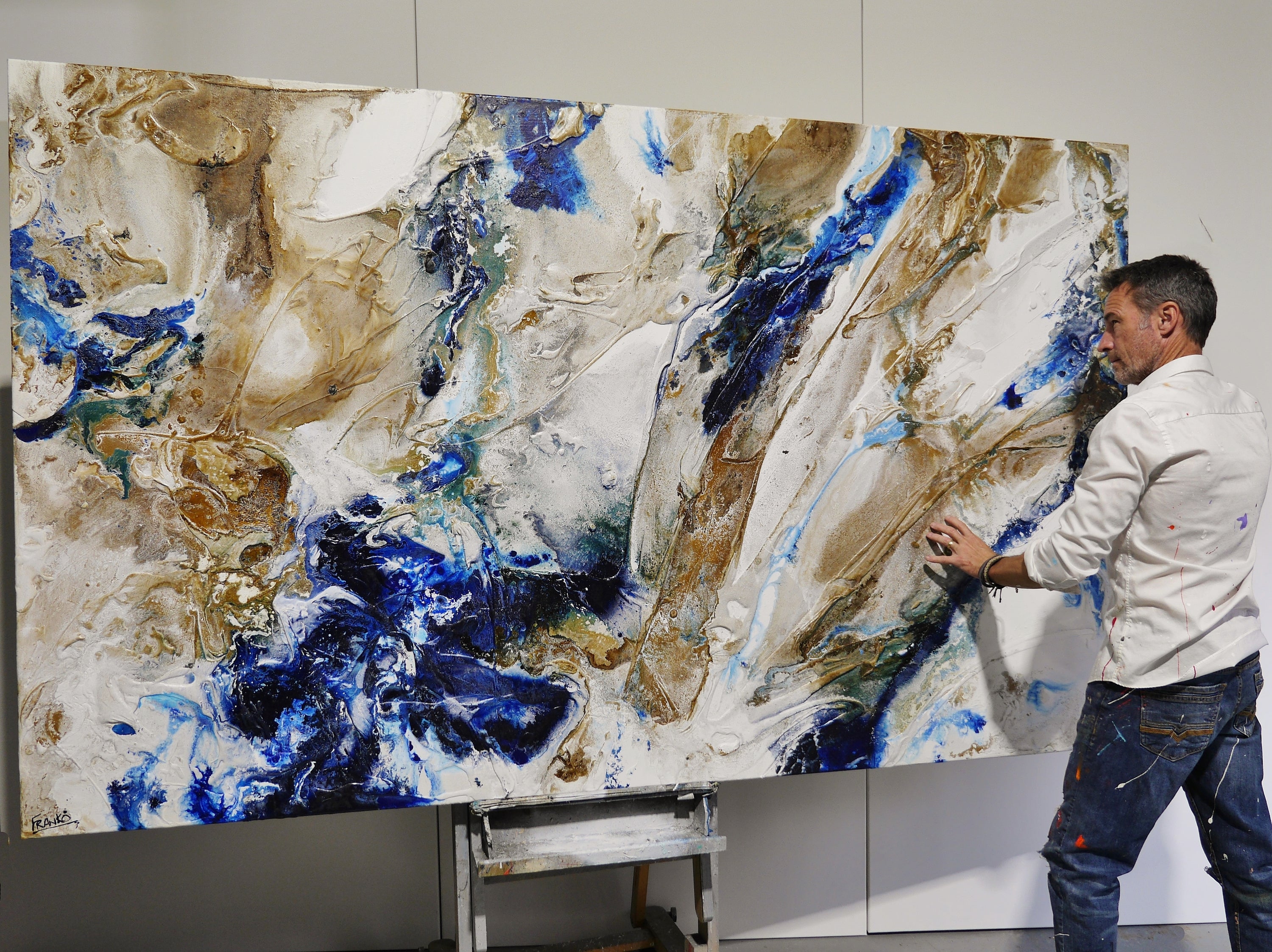 Honey Casbah 250cm x 150cm Textured Abstract Painting (SOLD)-Abstract-[Franko_Artist]-[The_Block]-[Dream_Homes]-[ideas]- [Grand_Designs]-Franklin Art Studio