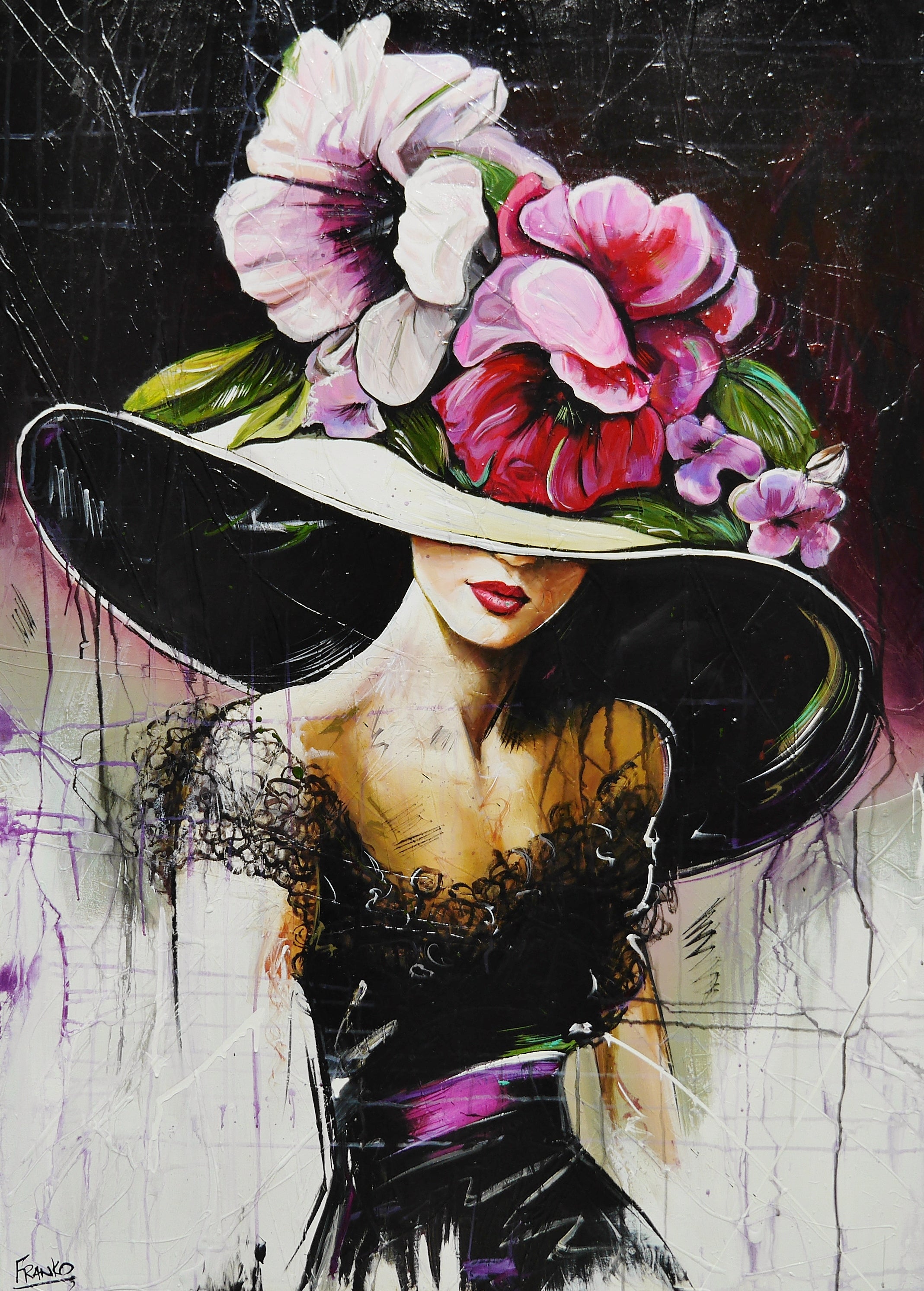 Jayne 140cm x 100cm Classy Textured Abstract Realism Floral Painting (SOLD)-Abstract-[Franko_Artist]-[Australian_artist]-[Gold_Coast]-[Brisbane]-[modern]-[contemporary]-[original]-[Large_artwork]-Franklin Art Studio