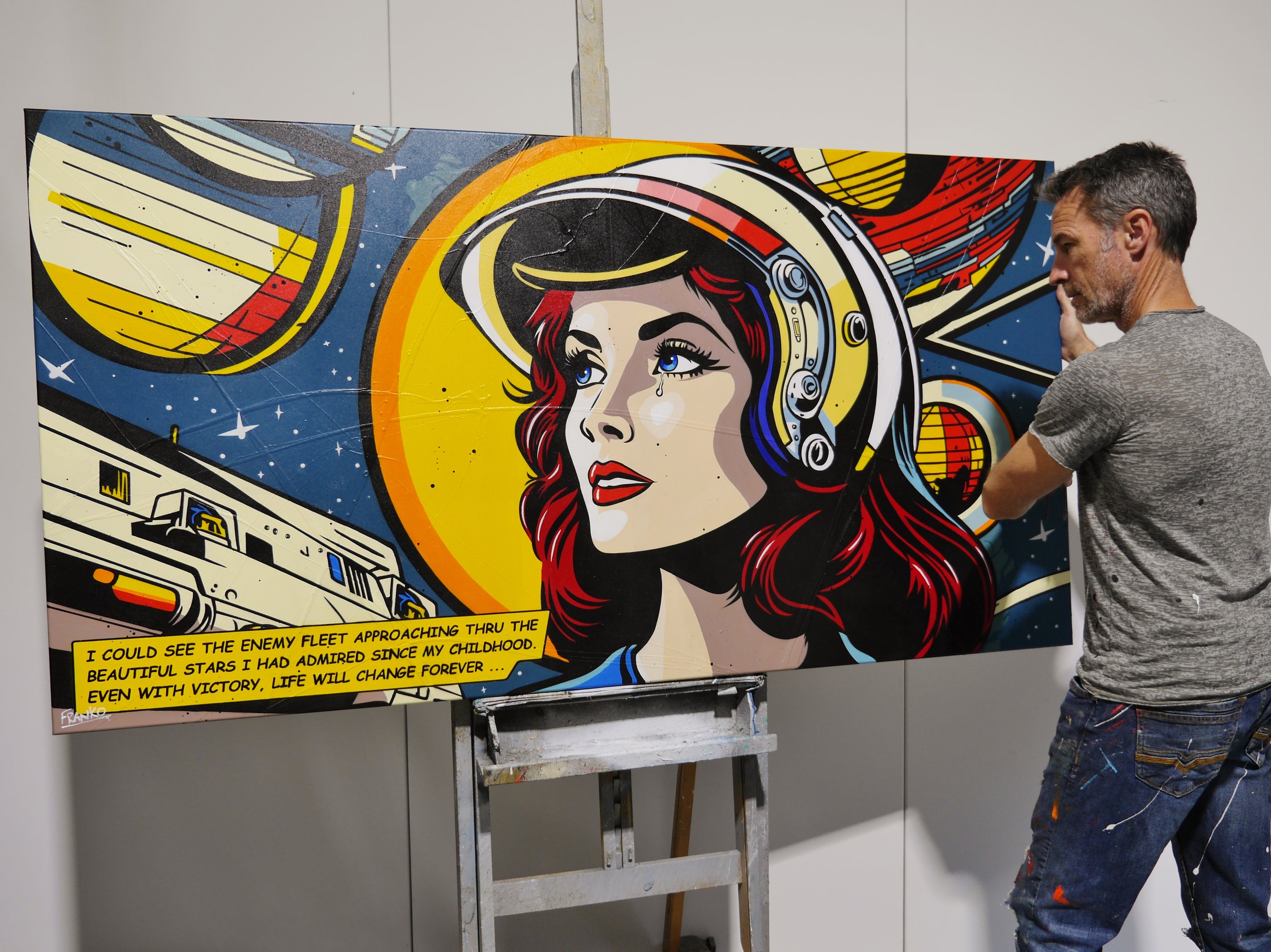 I Could See ... 190cm x 100cm Space Classic Pop Art Painting (SOLD ALLAN)-Urban Pop Art-[Franko_Artist]-[The_Block]-[Dream_Homes]-[ideas]- [Grand_Designs]-Franklin Art Studio