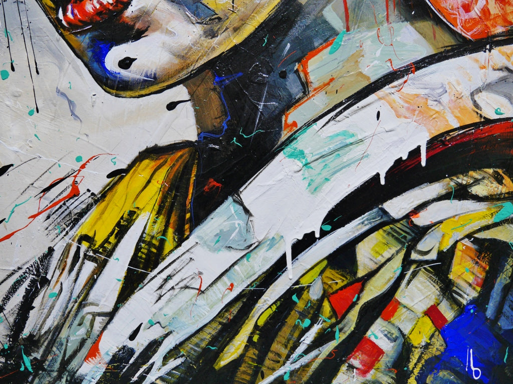 Mulan 140cm x 100cm FRAMED IN OAK Warrior Abstract Realism Art Acrylic Textured Varnished (SOLD)