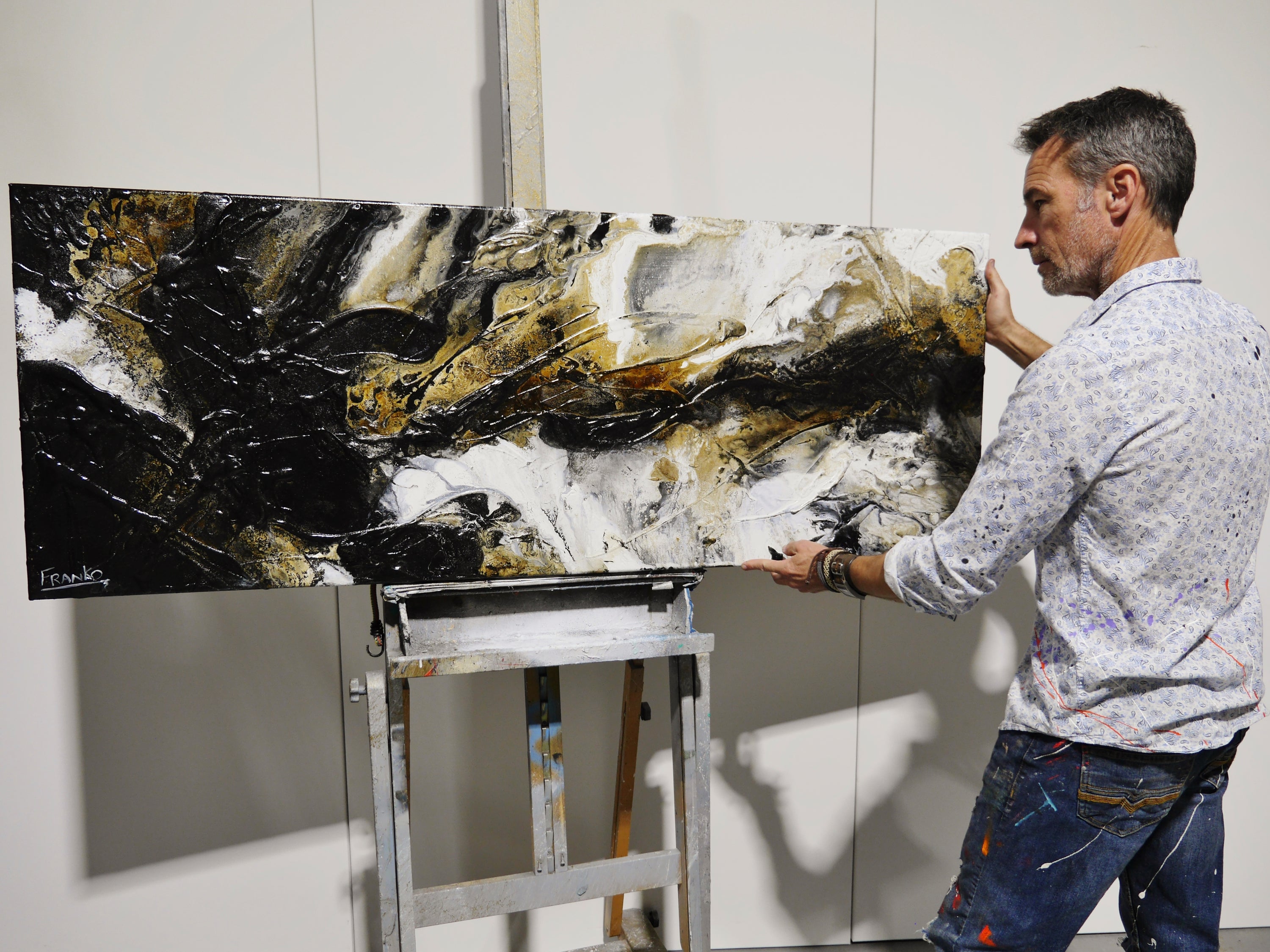 Blaq Rust 160cm x 60cm Textured Abstract Painting (SOLD MICKEY)-Abstract-[Franko_Artist]-[The_Block]-[Dream_Homes]-[ideas]- [Grand_Designs]-Franklin Art Studio