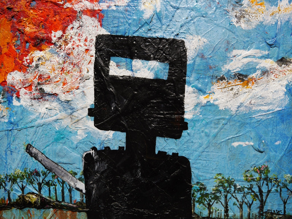 Brothers In Arms 163cm x 180cm Ned Kelly Abstract Realism Texture Painting with Black Frame (SOLD)