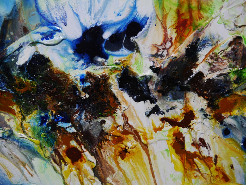 The Natural Potion 240cm x 100cm Blue Green Ochre Textured Abstract Painting (SOLD)