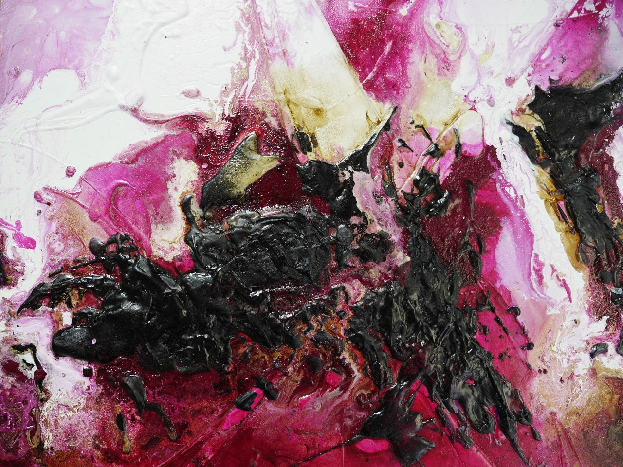 Scarlett & Fig 240cm x 120cm Magenta Textured Abstract Painting (SOLD)