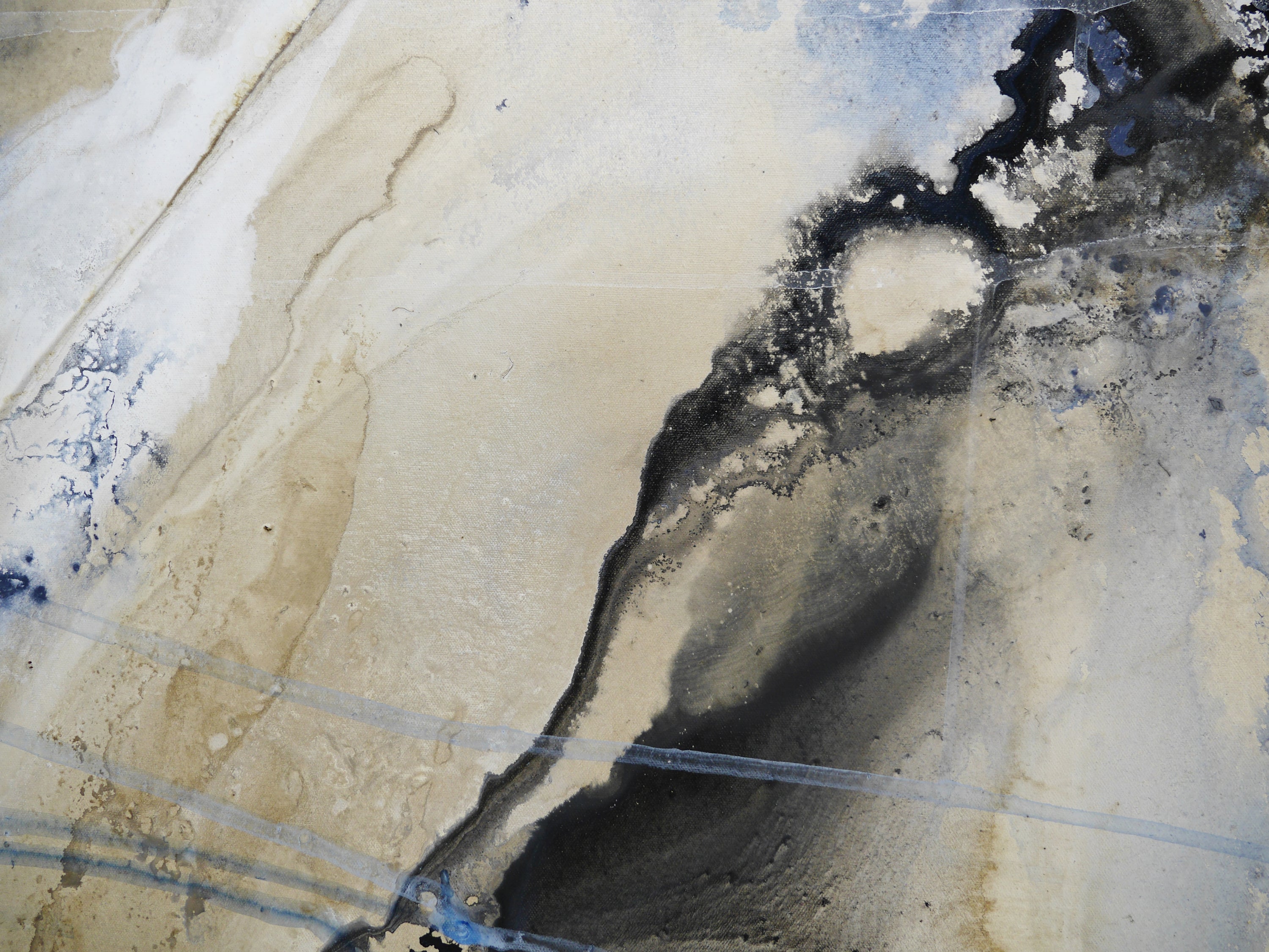 Refined 208 200cm x 80cm  Blue Rust Cream White Blended Abstract Painting (SOLD)