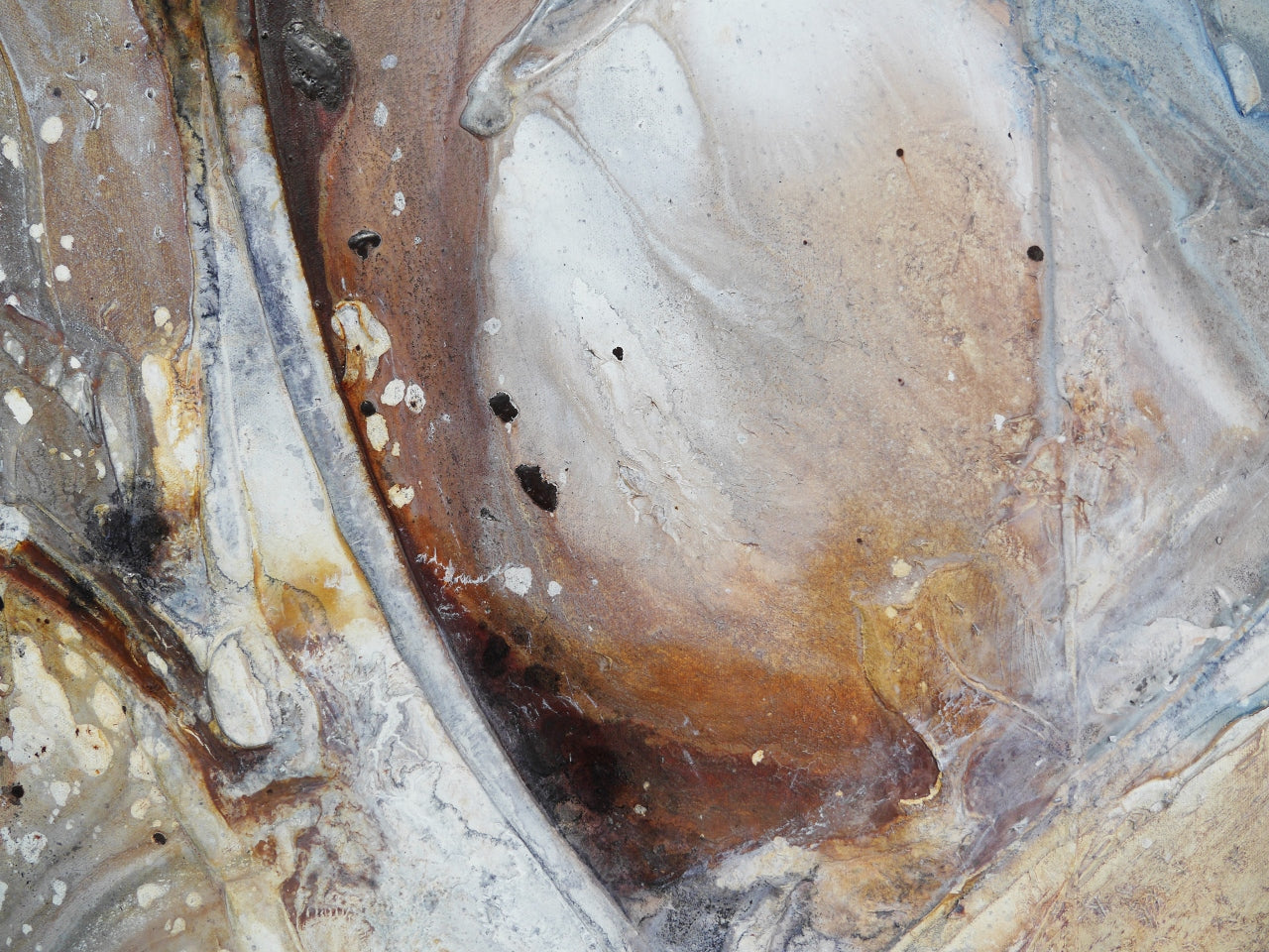 Denim and Umber 150cm x 150cm Rustic Blue Textured Abstract Painting (SOLD)