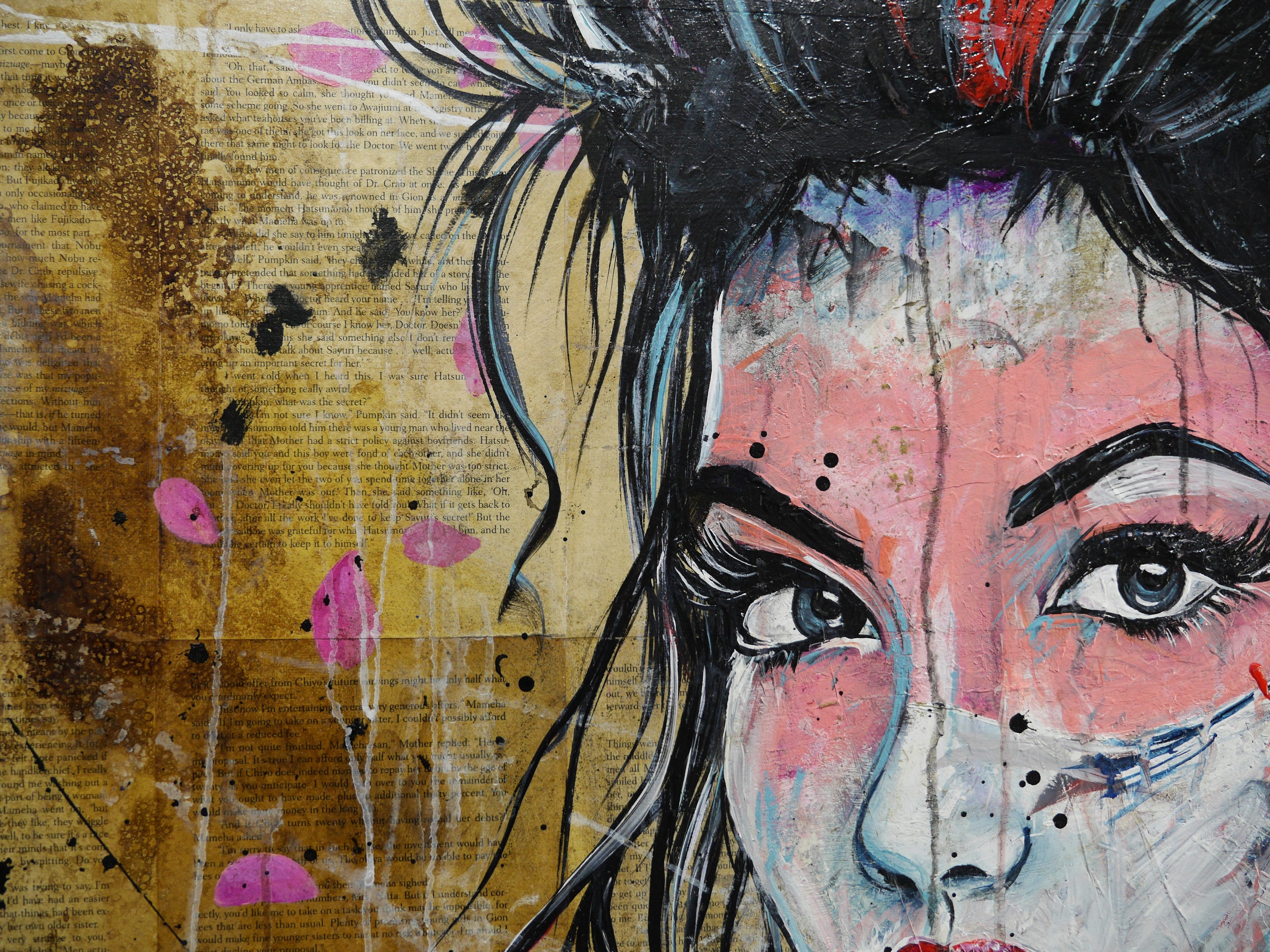 Katakana 140cm x 100cm Geisha Abstract Realism Book Club Painting (SOLD)