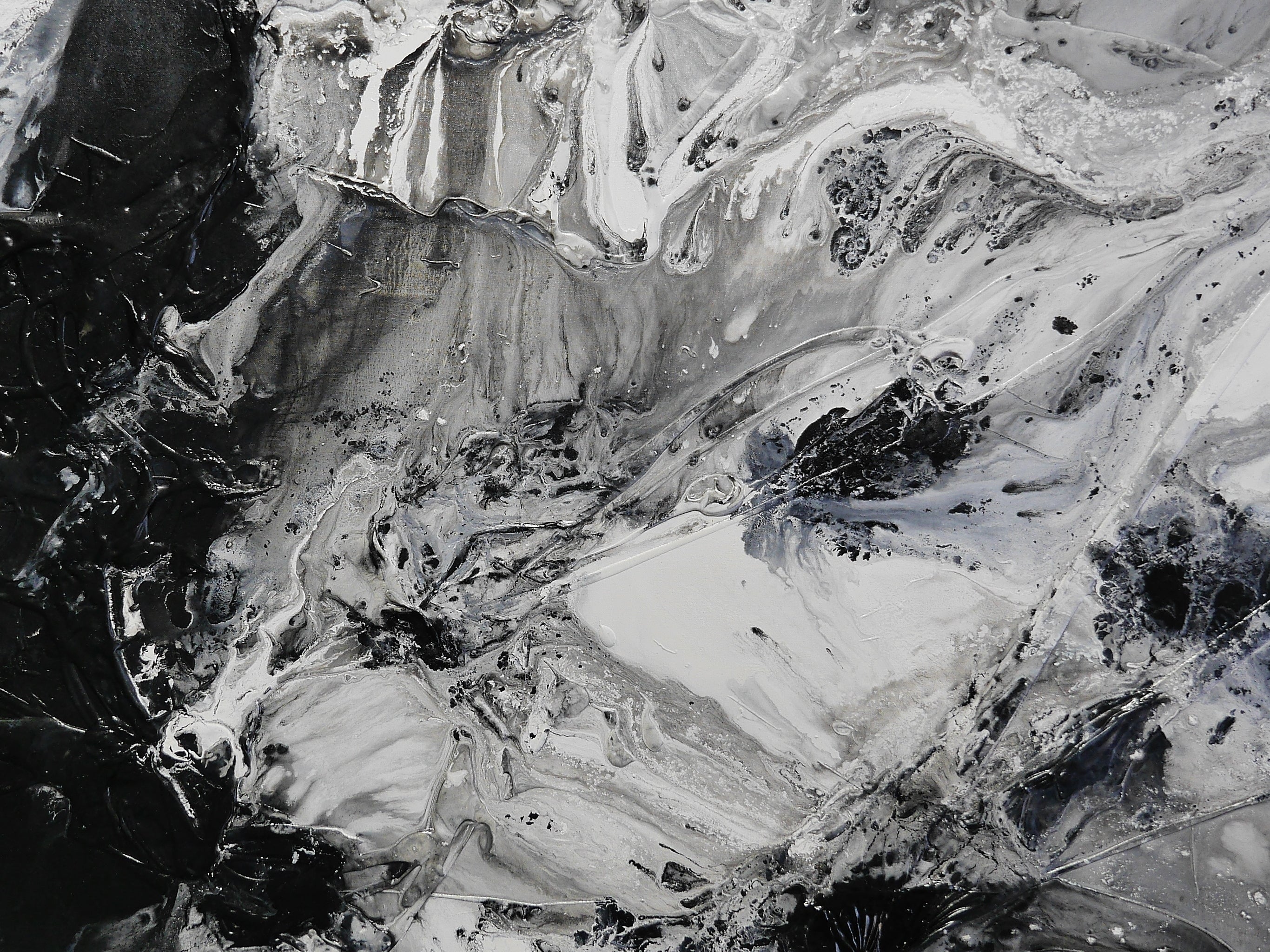 Black Universe 160cm x 100cm Black Grey White Textured Abstract Painting (SOLD)