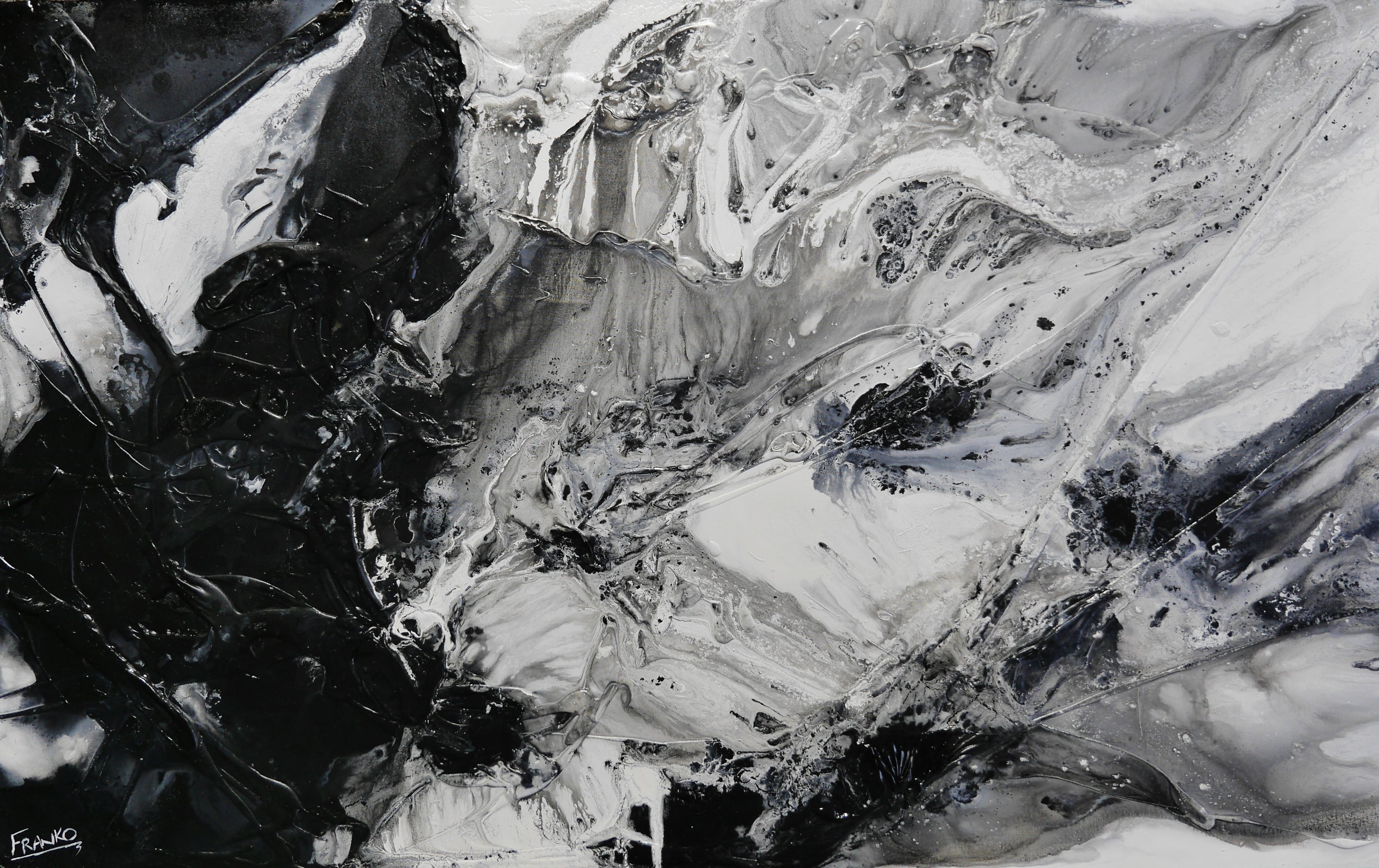 Black Universe 160cm x 100cm Black Grey White Textured Abstract Painting (SOLD)