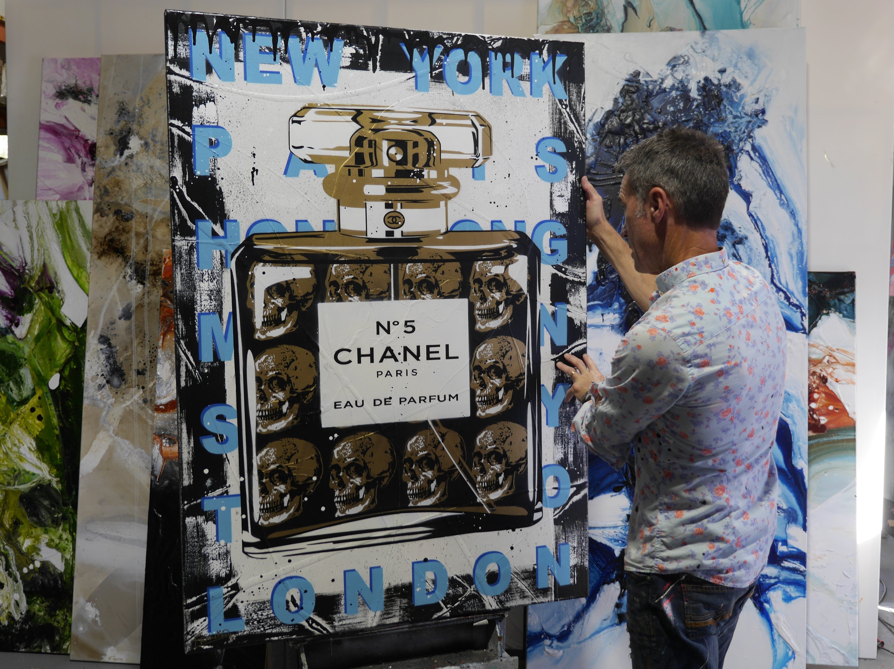 The New Fragrance 140cm x 100cm Perfume Bottle Textured Urban Pop Art Painting (SOLD)-Urban Pop Art-[Franko_Artist]-[The_Block]-[Dream_Homes]-[ideas]- [Grand_Designs]-Franklin Art Studio