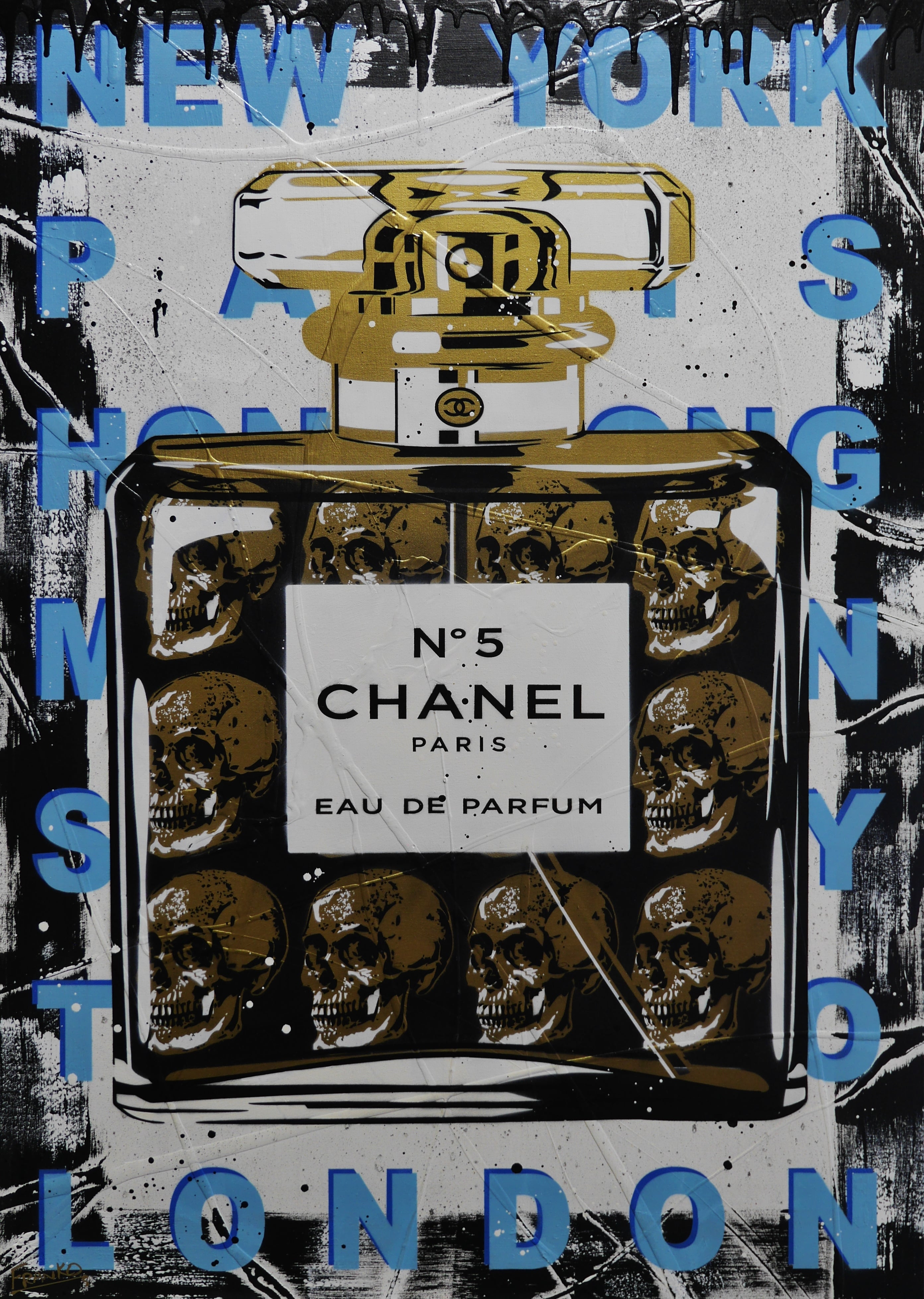 The New Fragrance 140cm x 100cm Perfume Bottle Textured Urban Pop Art Painting (SOLD)-Urban Pop Art-[Franko_Artist]-[Australian_artist]-[Gold_Coast]-[Brisbane]-[modern]-[contemporary]-[original]-[Large_artwork]-Franklin Art Studio
