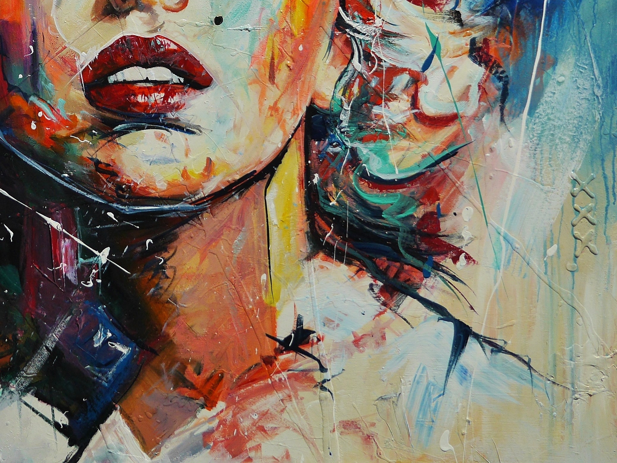 Teal Blond 120cm x 120cm Marilyn Munroe Textured Abstract Realism Painting (SOLD)