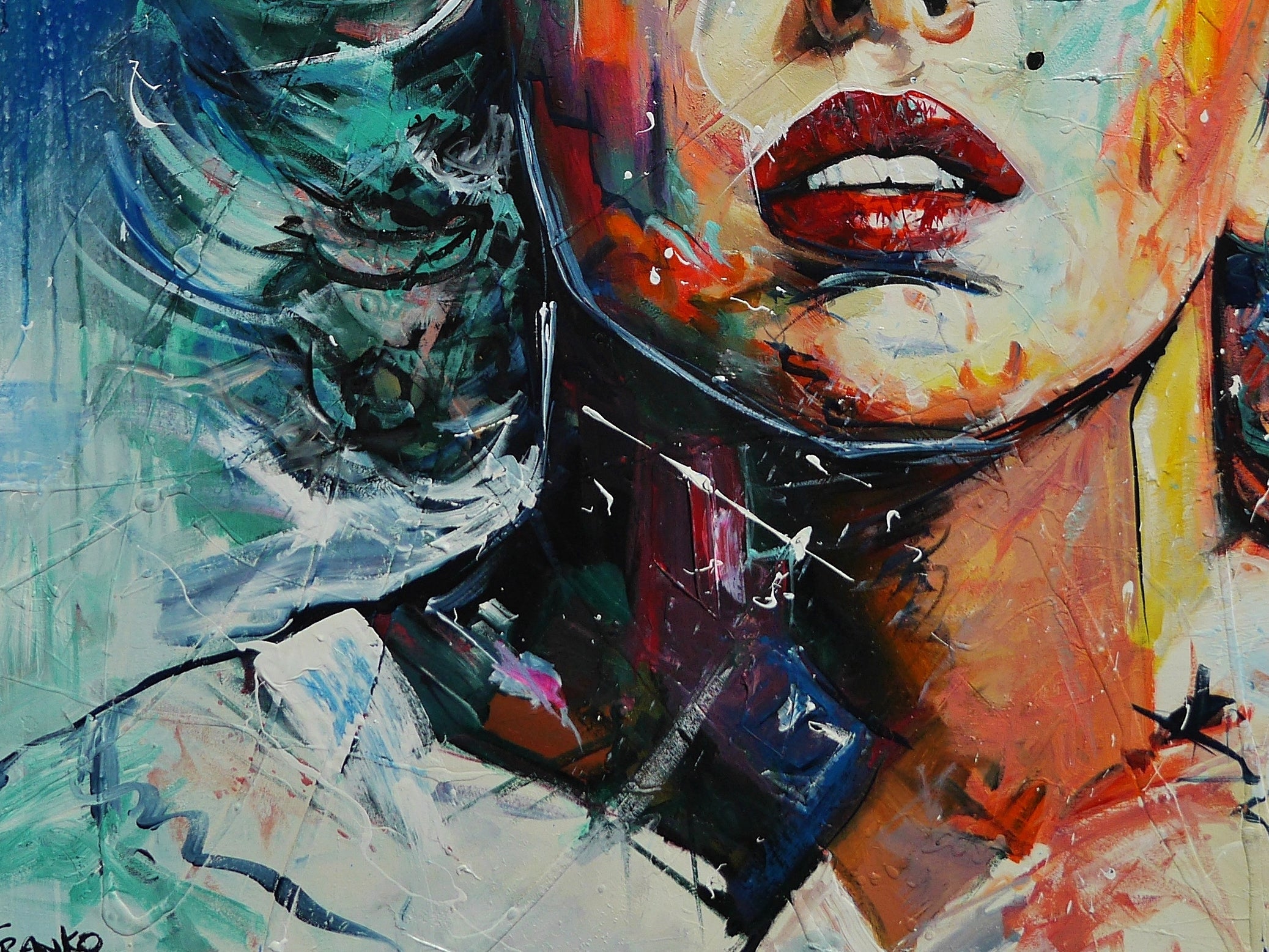 Teal Blond 120cm x 120cm Marilyn Munroe Textured Abstract Realism Painting (SOLD)