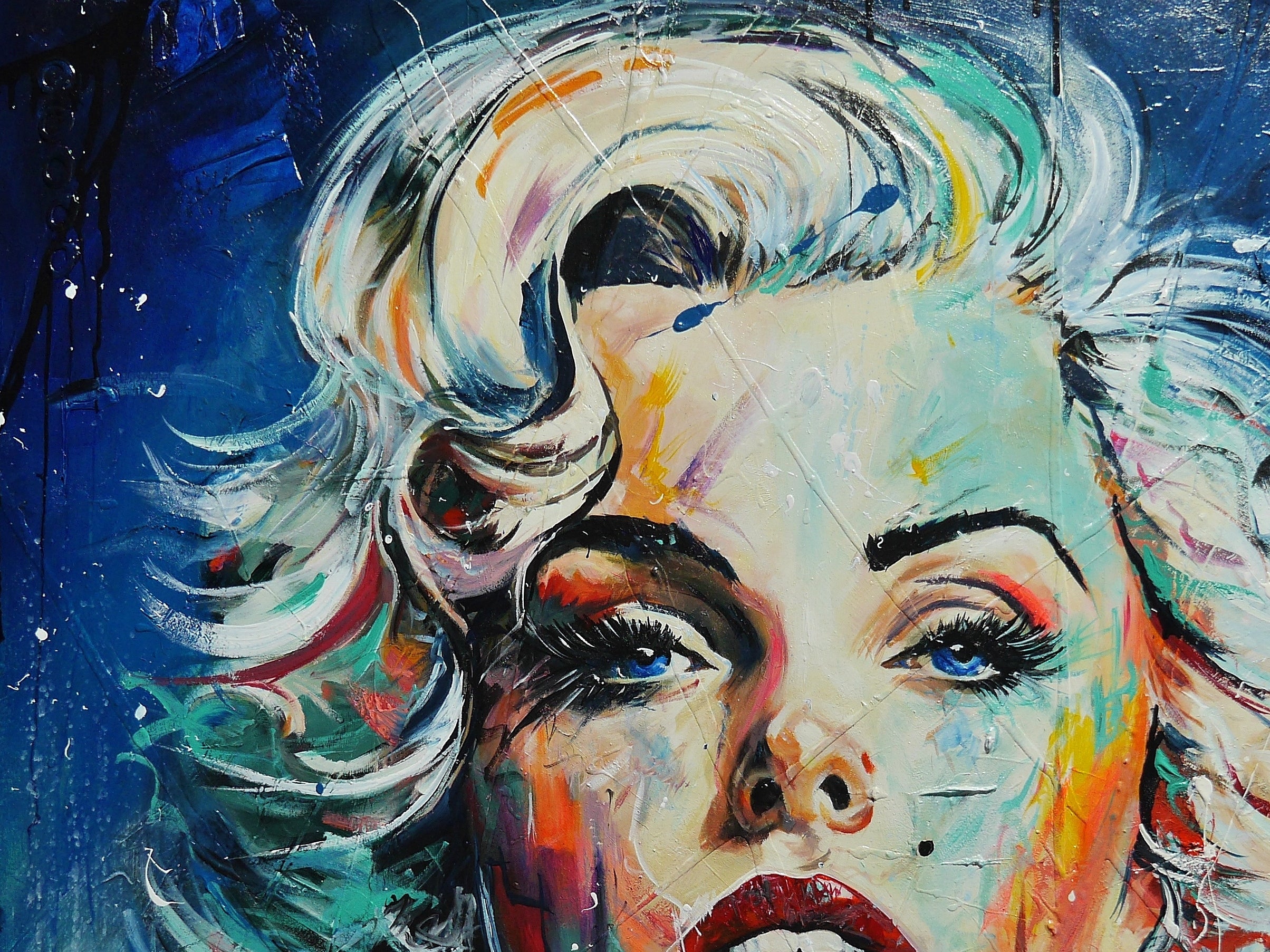 Teal Blond 120cm x 120cm Marilyn Munroe Textured Abstract Realism Painting (SOLD)