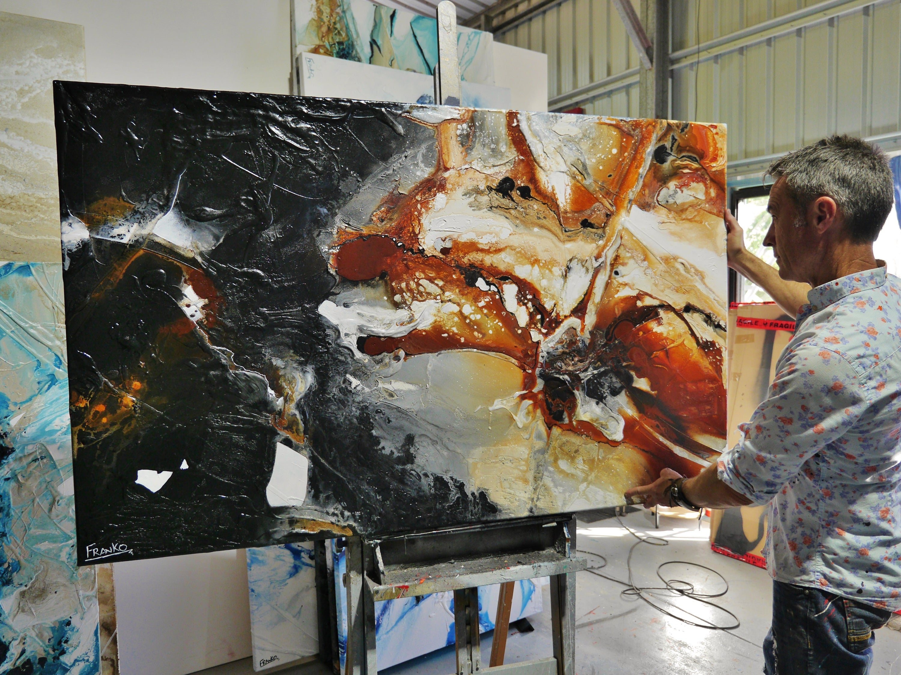 Rusted Marble 160cm x 100cm Rustic Textured Abstract Painting (SOLD)-Abstract-[Franko_Artist]-[The_Block]-[Dream_Homes]-[ideas]- [Grand_Designs]-Franklin Art Studio