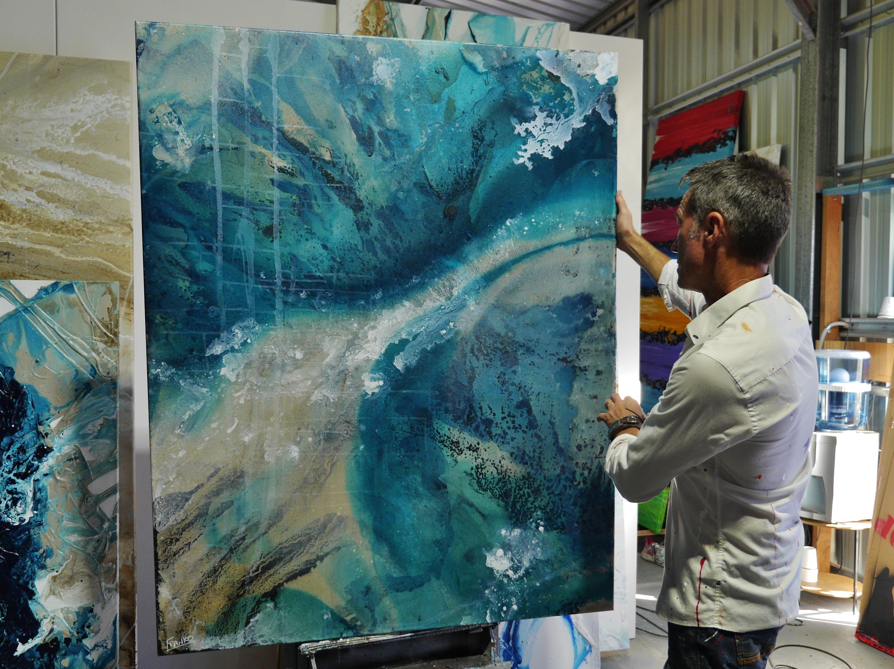 Refined 182 120cm x 150cm  Turquoise Malt Blended Abstract Painting (SOLD)