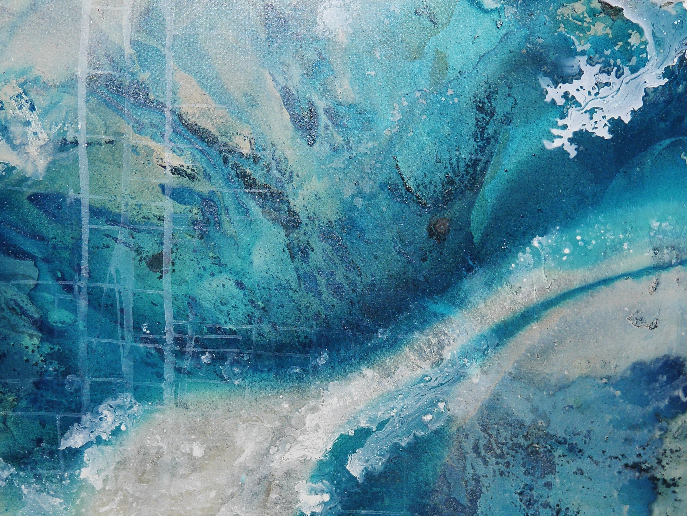 Refined 182 120cm x 150cm  Turquoise Malt Blended Abstract Painting (SOLD)