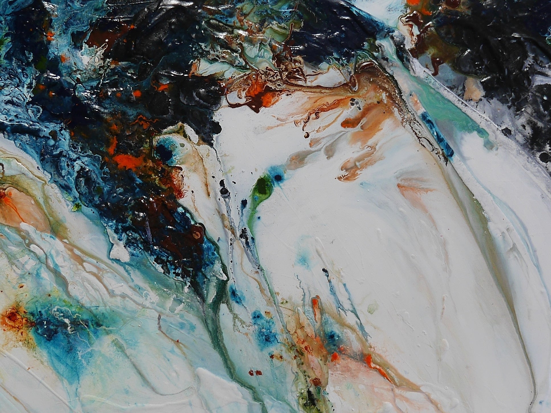 Reefed 200cm x 80cm Blue Teal Ochre Textured Abstract Painting (SOLD)