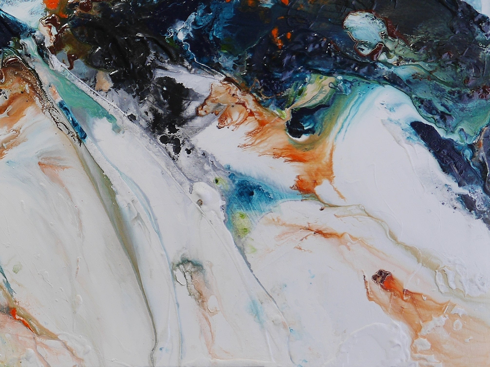 Reefed 200cm x 80cm Blue Teal Ochre Textured Abstract Painting (SOLD)