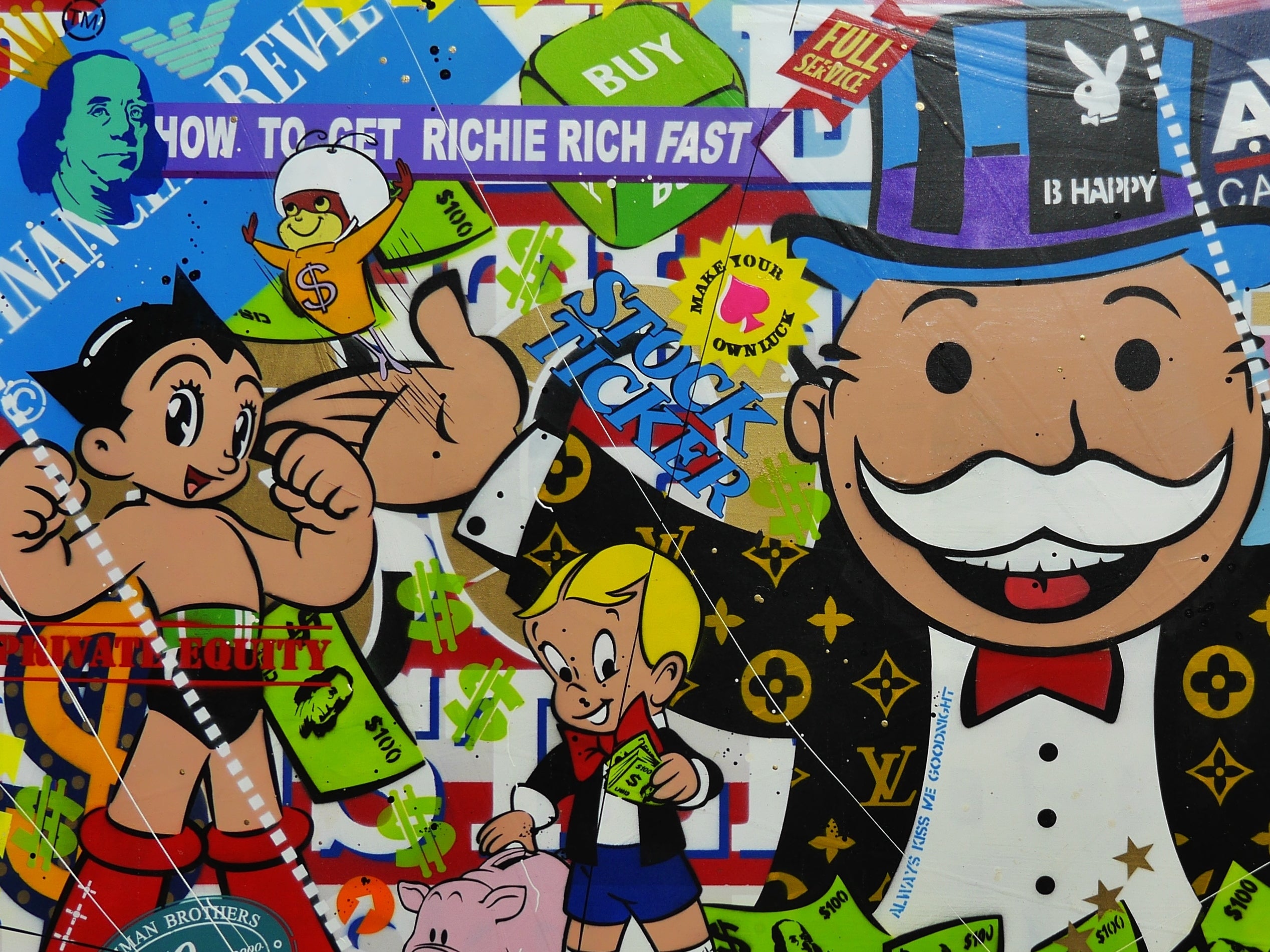 Money Master 190cm x 100cm Monopoly Man Textured Urban Pop Art Spray Paint Painting (SOLD)