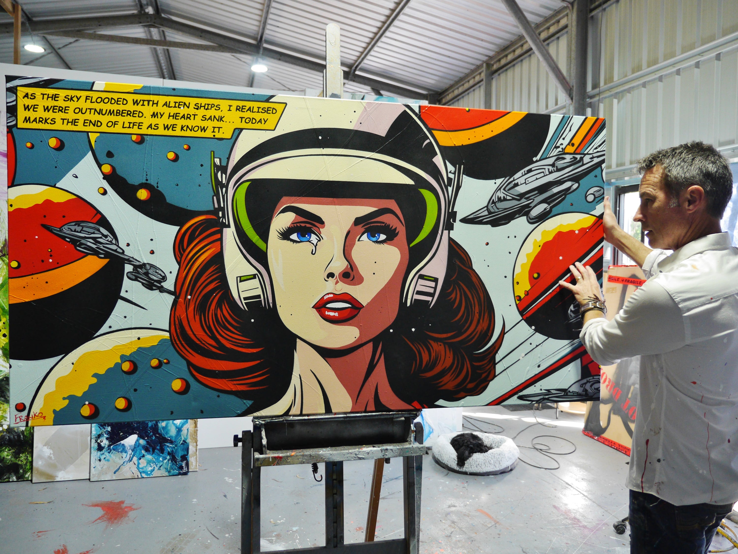 Life as we know it ... 190cm x 100cm Classic Pop Art Space Painting (SOLD)-Urban Pop Art-[Franko_Artist]-[The_Block]-[Dream_Homes]-[ideas]- [Grand_Designs]-Franklin Art Studio
