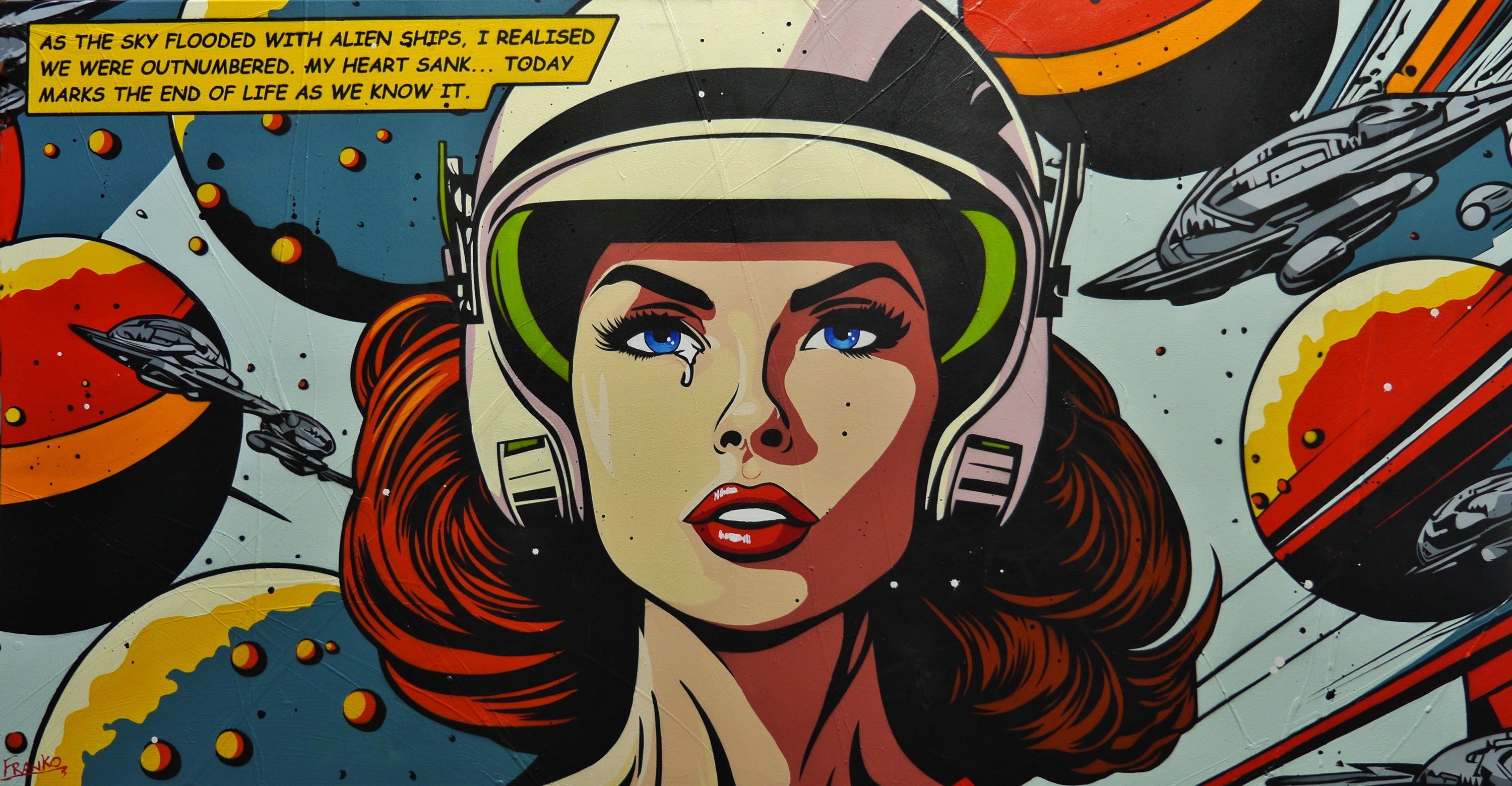 Life as we know it ... 190cm x 100cm Classic Pop Art Space Painting (SOLD)-Urban Pop Art-[Franko_Artist]-[Australian_artist]-[Gold_Coast]-[Brisbane]-[modern]-[contemporary]-[original]-[Large_artwork]-Franklin Art Studio