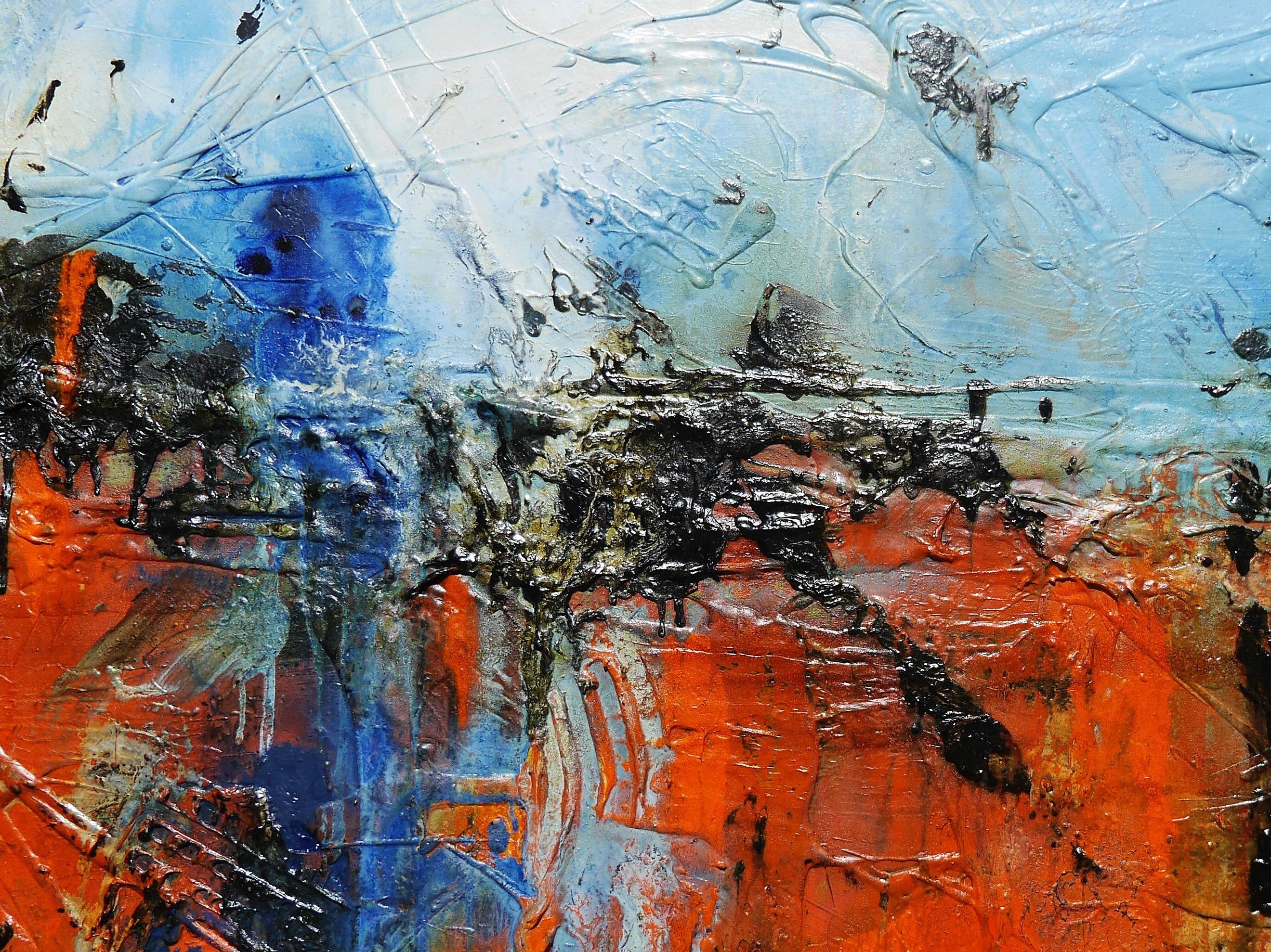 Orange Regatta 140cm x 100cm Orange Blue Textured Abstract Painting (SOLD)-Abstract-[Franko_Artist]-[Australian_artist]-[Gold_Coast]-[Brisbane]-[modern]-[contemporary]-[original]-[Large_artwork]-Franklin Art Studio