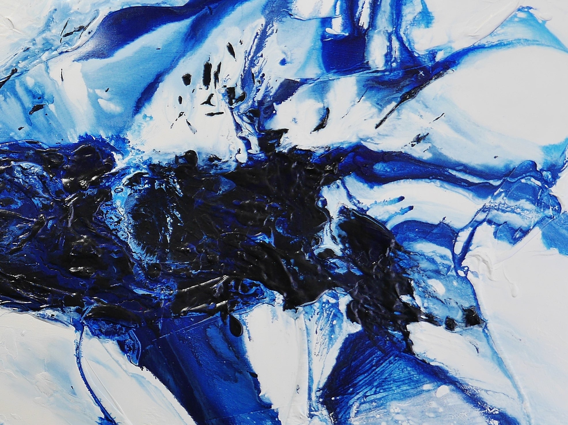 Dreams at Midnight 240cm x 100cm Navy White Textured Abstract Painting (SOLD)