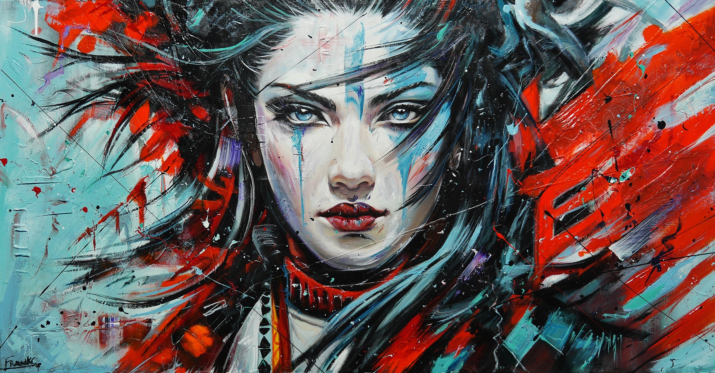 Mahou (Sourcery) 190cm x 100cm Brave and Beautiful Abstract Realism Textured Framed Painting (SOLD)-abstract realism-[Franko_Artist]-[Australian_artist]-[Gold_Coast]-[Brisbane]-[modern]-[contemporary]-[original]-[Large_artwork]-Franklin Art Studio