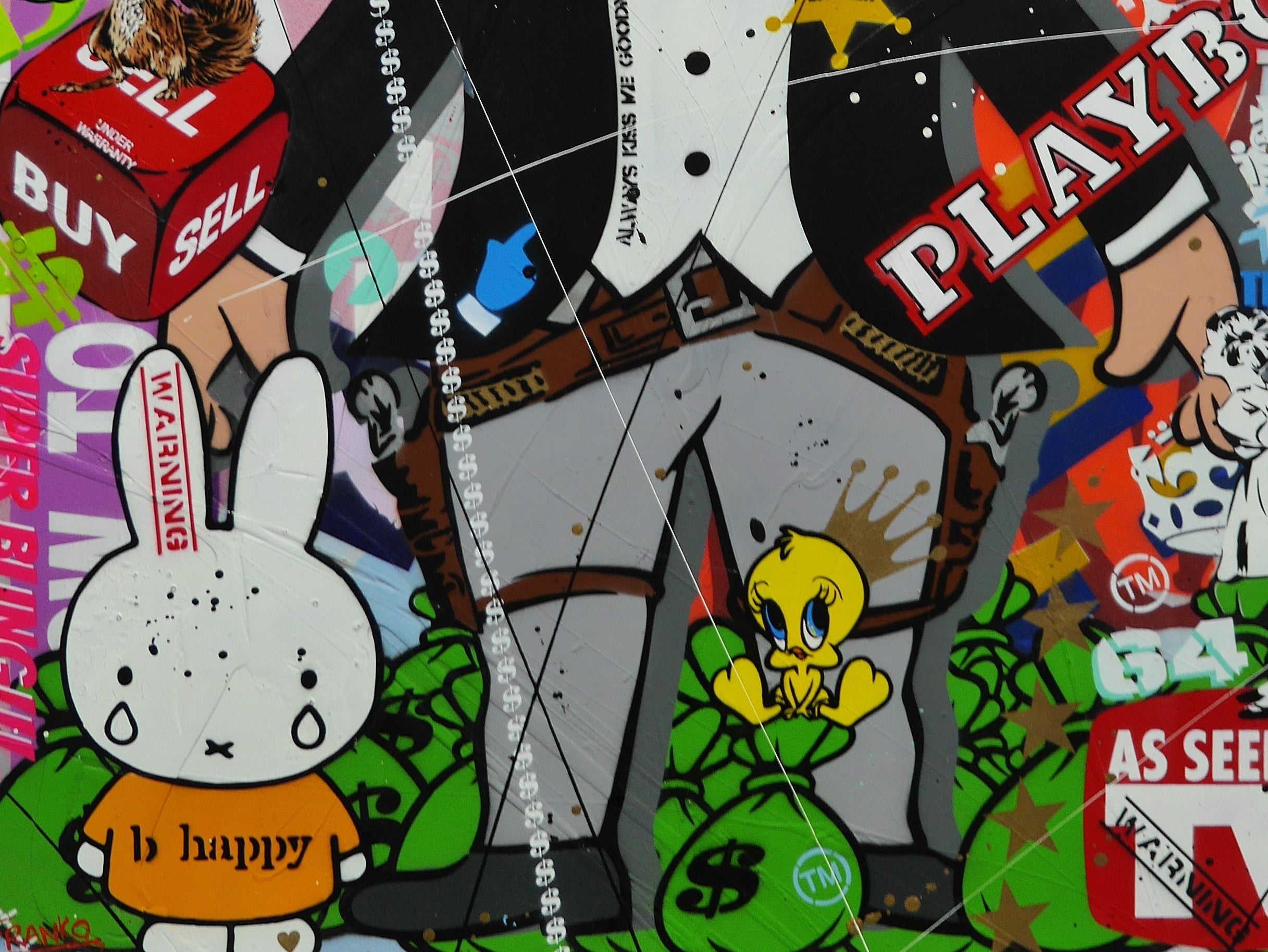 Buy the Bank 100cm x 140cm Monopoly Man Textured Urban Pop Art Spray Paint Painting (SOLD)
