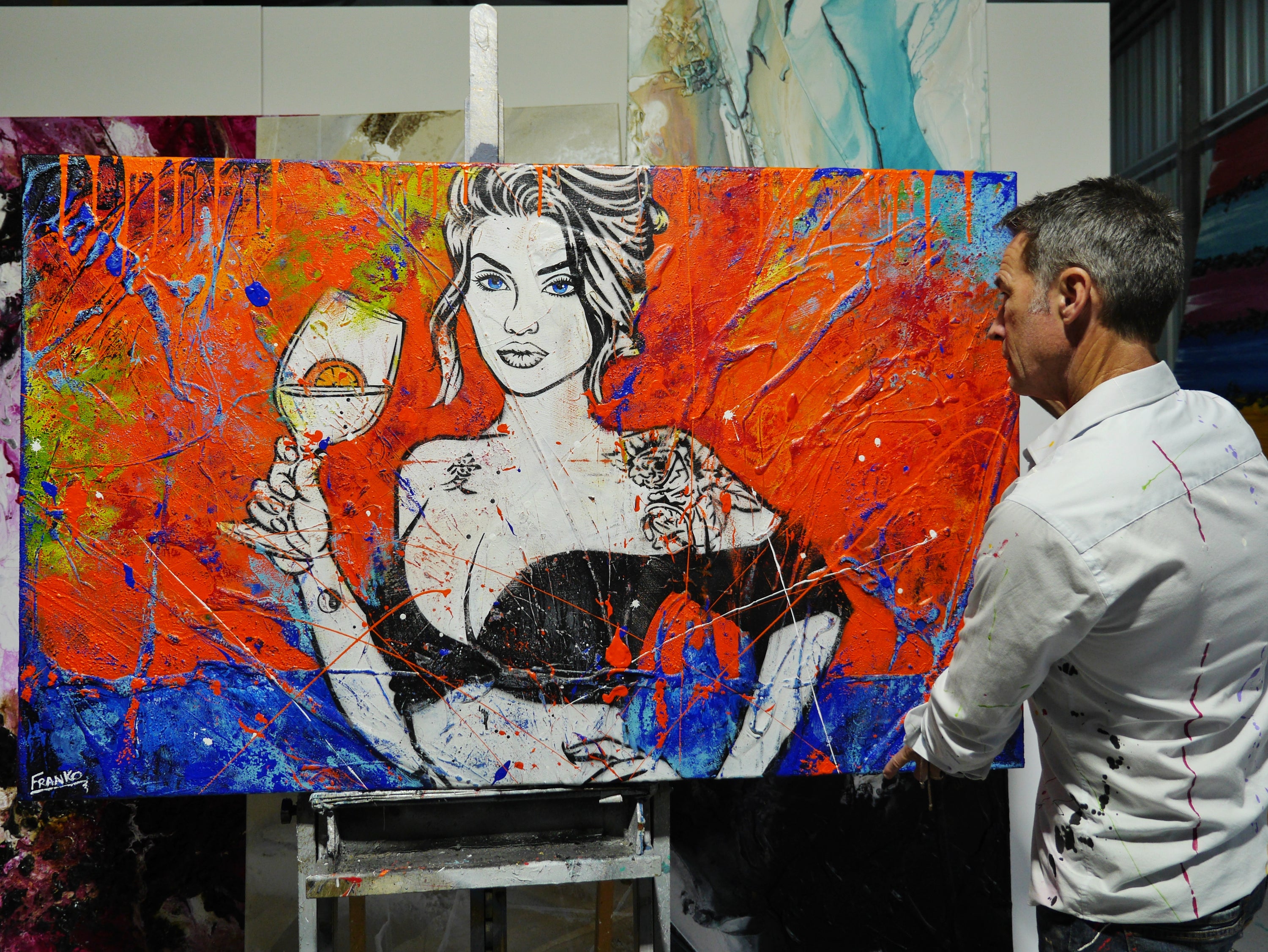 Sangria 160cm x 100cm Sexy Textured Street Art Painting (SOLD)-Urban Pop Art-[Franko_Artist]-[The_Block]-[Dream_Homes]-[ideas]- [Grand_Designs]-Franklin Art Studio