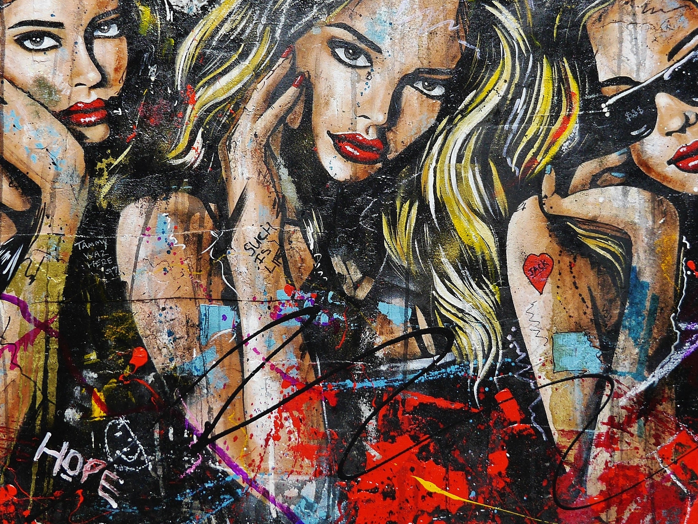 Goddesses 190cm x 100cm Sexy Concrete Textured Street Art Painting (SOLD)