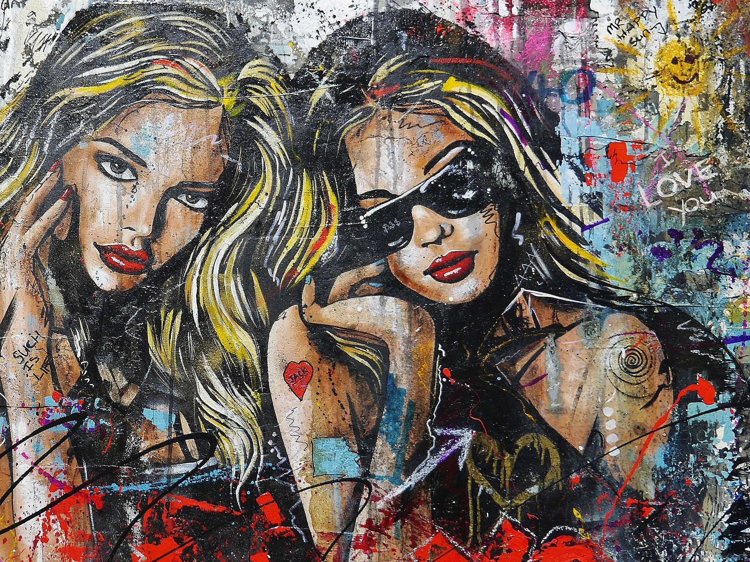 Goddesses 190cm x 100cm Sexy Concrete Textured Street Art Painting (SOLD)