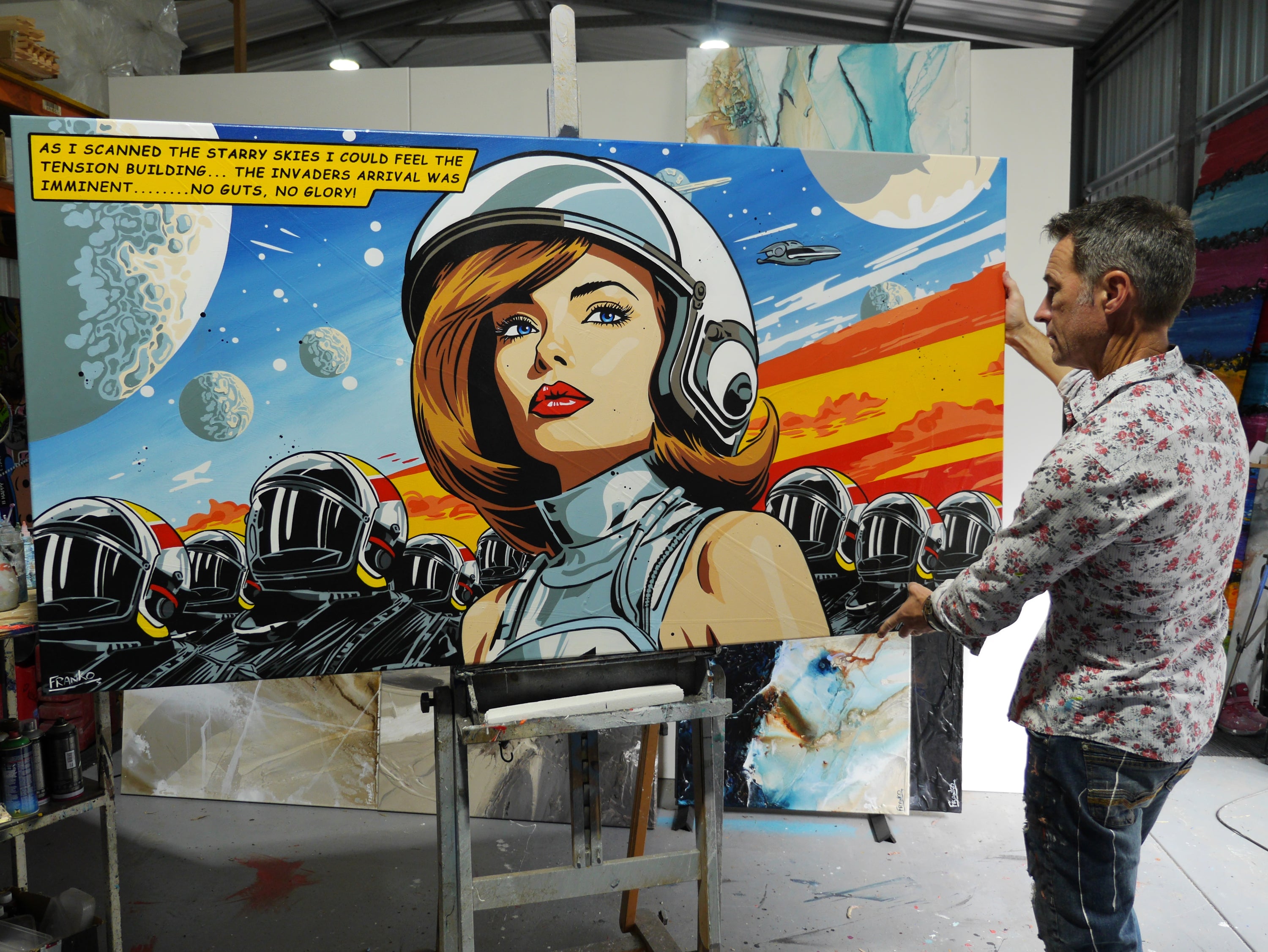 The Tension 190cm x 100cm Classic Pop Art Space Painting (SOLD)-Urban Pop Art-[Franko_Artist]-[The_Block]-[Dream_Homes]-[ideas]- [Grand_Designs]-Franklin Art Studio