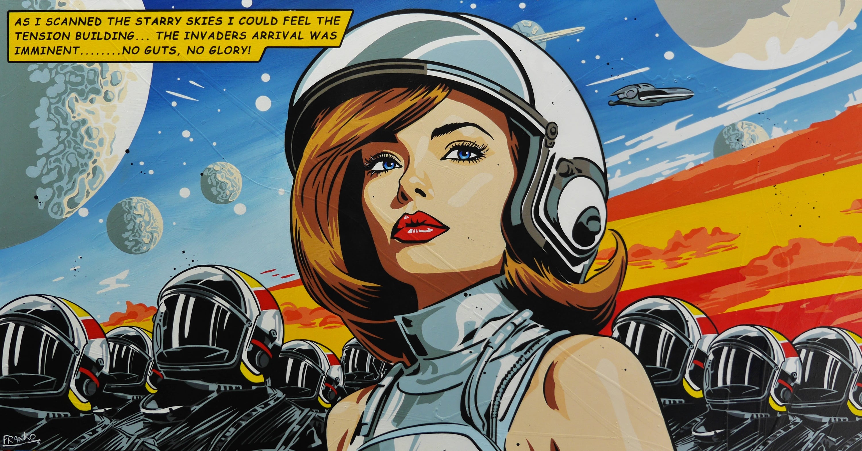 The Tension 190cm x 100cm Classic Pop Art Space Painting (SOLD)-Urban Pop Art-[Franko_Artist]-[Australian_artist]-[Gold_Coast]-[Brisbane]-[modern]-[contemporary]-[original]-[Large_artwork]-Franklin Art Studio