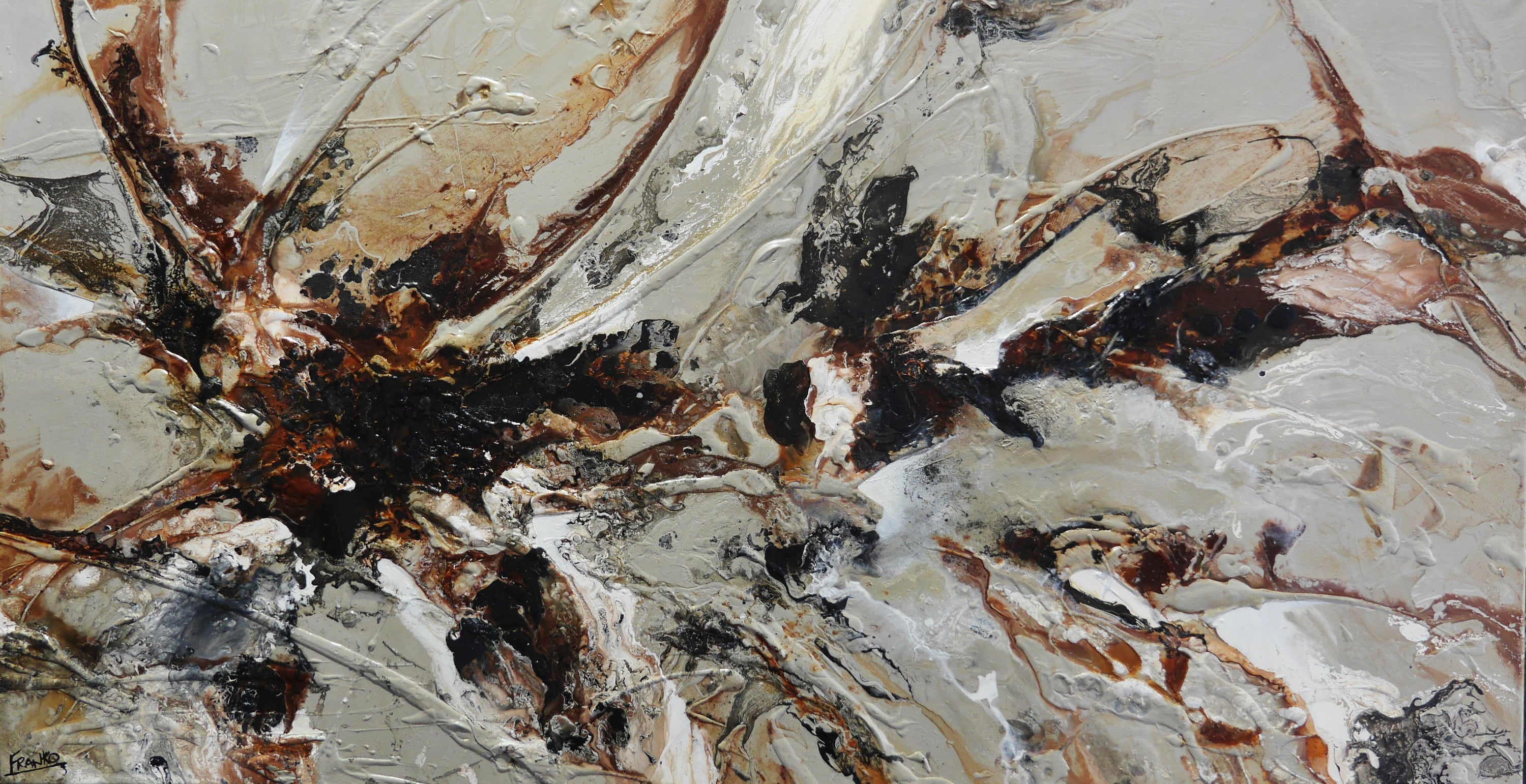 Roasted 190cm x 100cm Rustic Textured Abstract Painting (SOLD)-Abstract-[Franko_Artist]-[Australian_artist]-[Gold_Coast]-[Brisbane]-[modern]-[contemporary]-[original]-[Large_artwork]-Franklin Art Studio