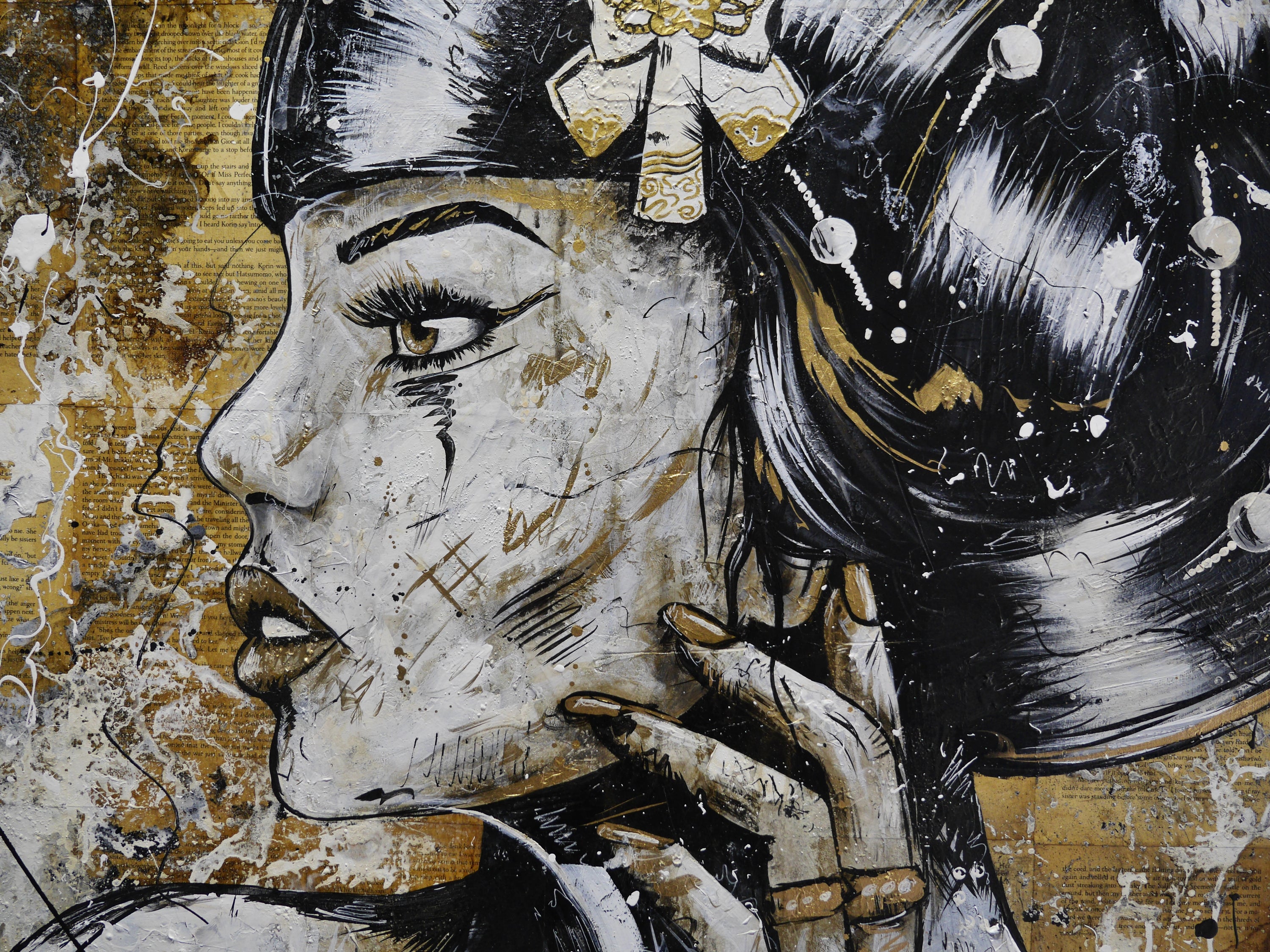 Golden Tigerlily 100cm x 140cm Geisha Abstract Realism Book Club Painting (SOLD)