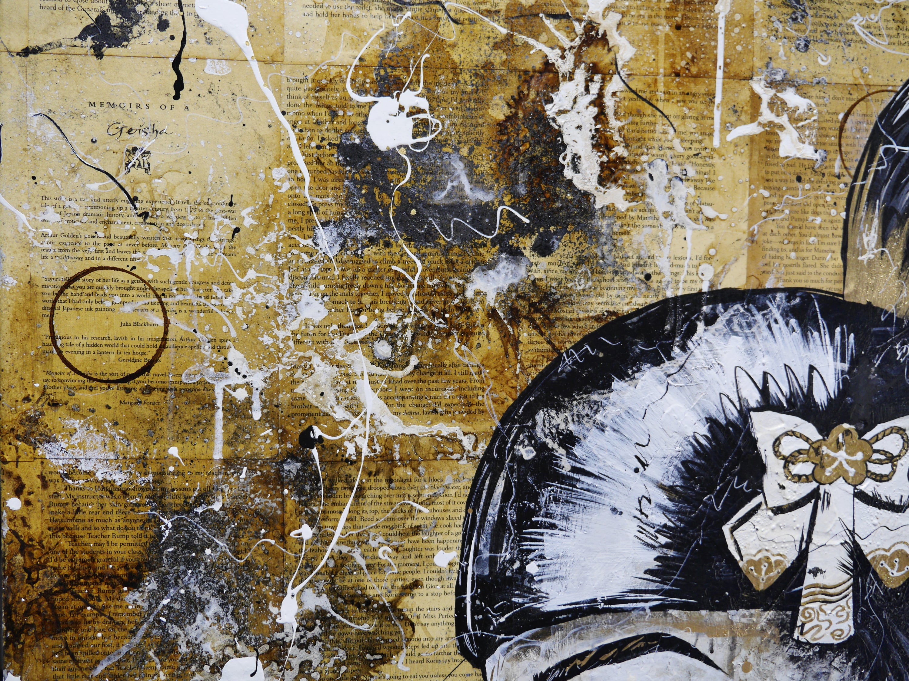 Golden Tigerlily 100cm x 140cm Geisha Abstract Realism Book Club Painting (SOLD)
